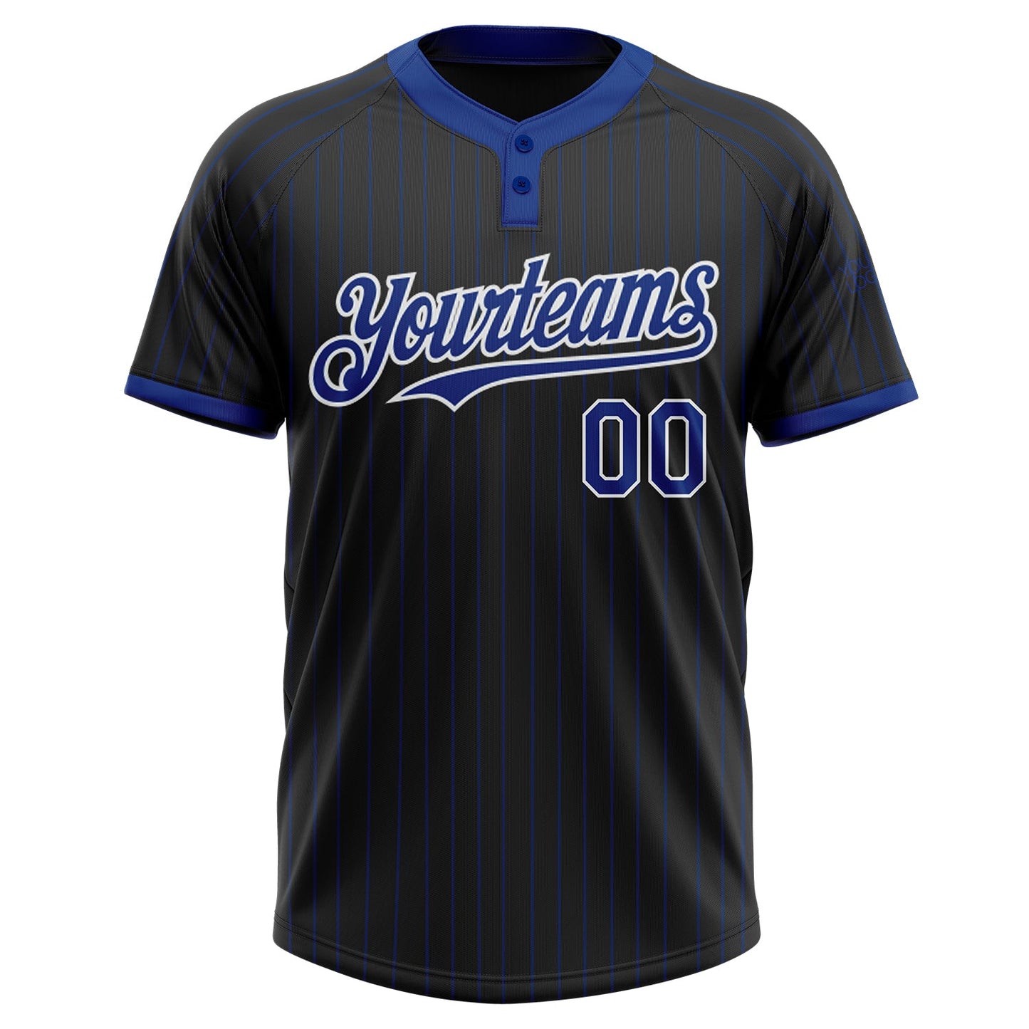 Custom Black Royal Pinstripe White Two-Button Unisex Softball Jersey view 2