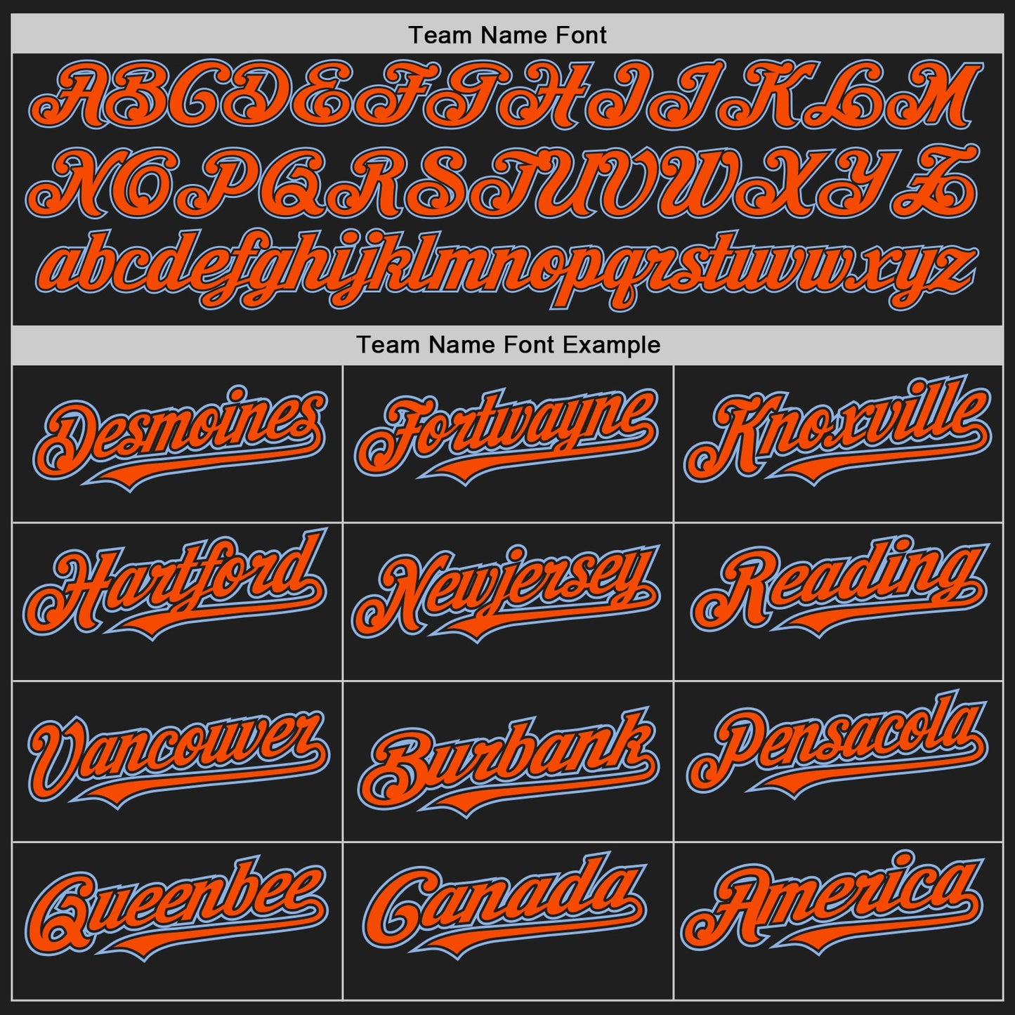 Custom Black Light Blue Pinstripe Orange Two-Button Unisex Softball Jersey view 4