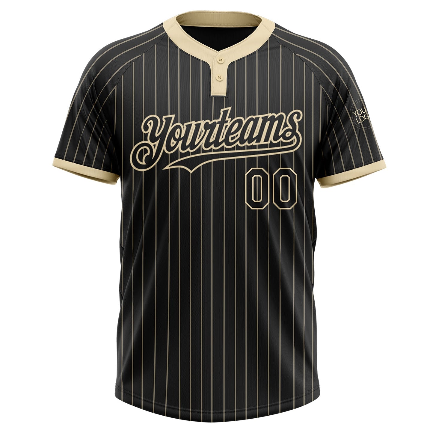 Custom Black Cream Pinstripe Cream Two-Button Unisex Softball Jersey view 2