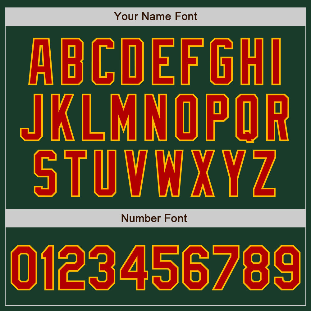 Custom Green Gold Pinstripe Red Two-Button Unisex Softball Jersey view 5