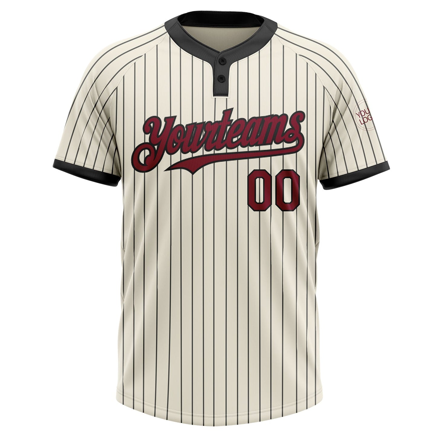 Custom Cream Black Pinstripe Crimson Two-Button Unisex Softball Jersey view 2