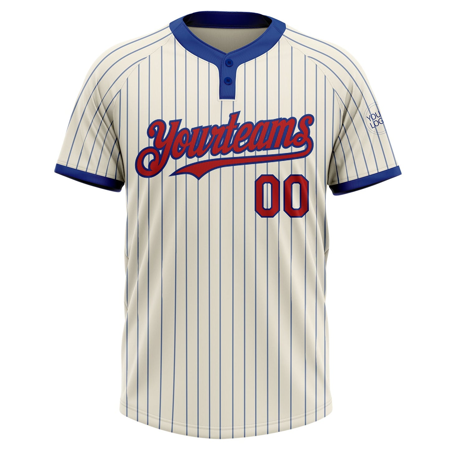 Custom Cream Royal Pinstripe Red Two-Button Unisex Softball Jersey view 2