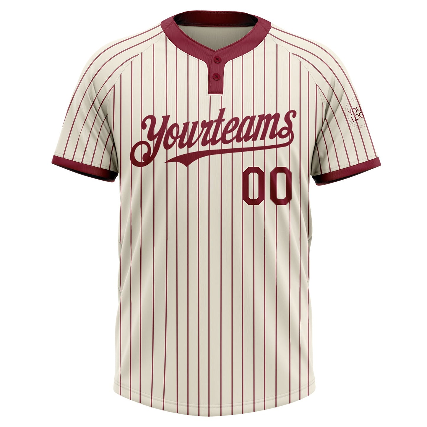 Custom Cream Crimson Pinstripe Crimson Two-Button Unisex Softball Jersey view 2