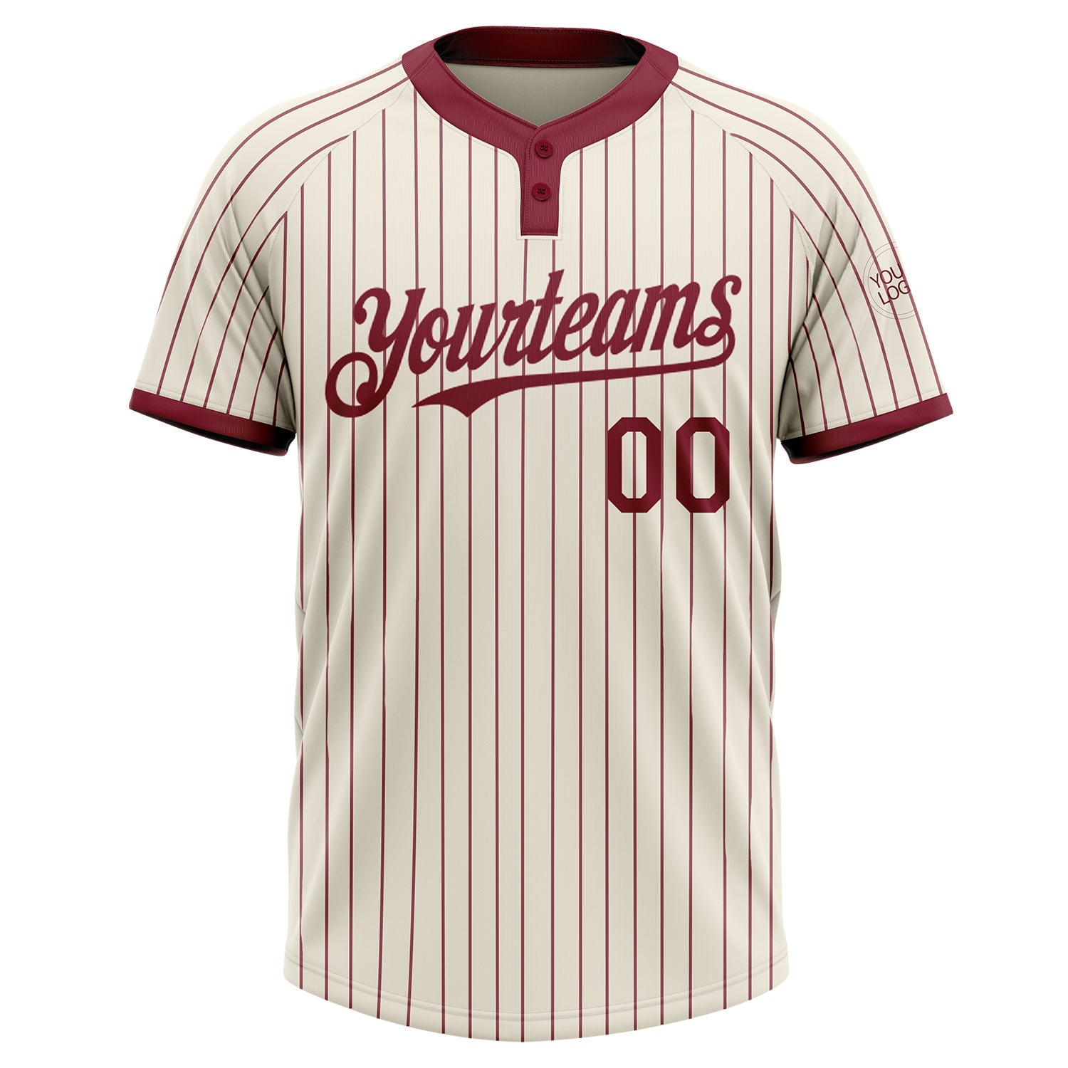Custom Cream Crimson Pinstripe Crimson Two-Button Unisex Softball Jersey view 2