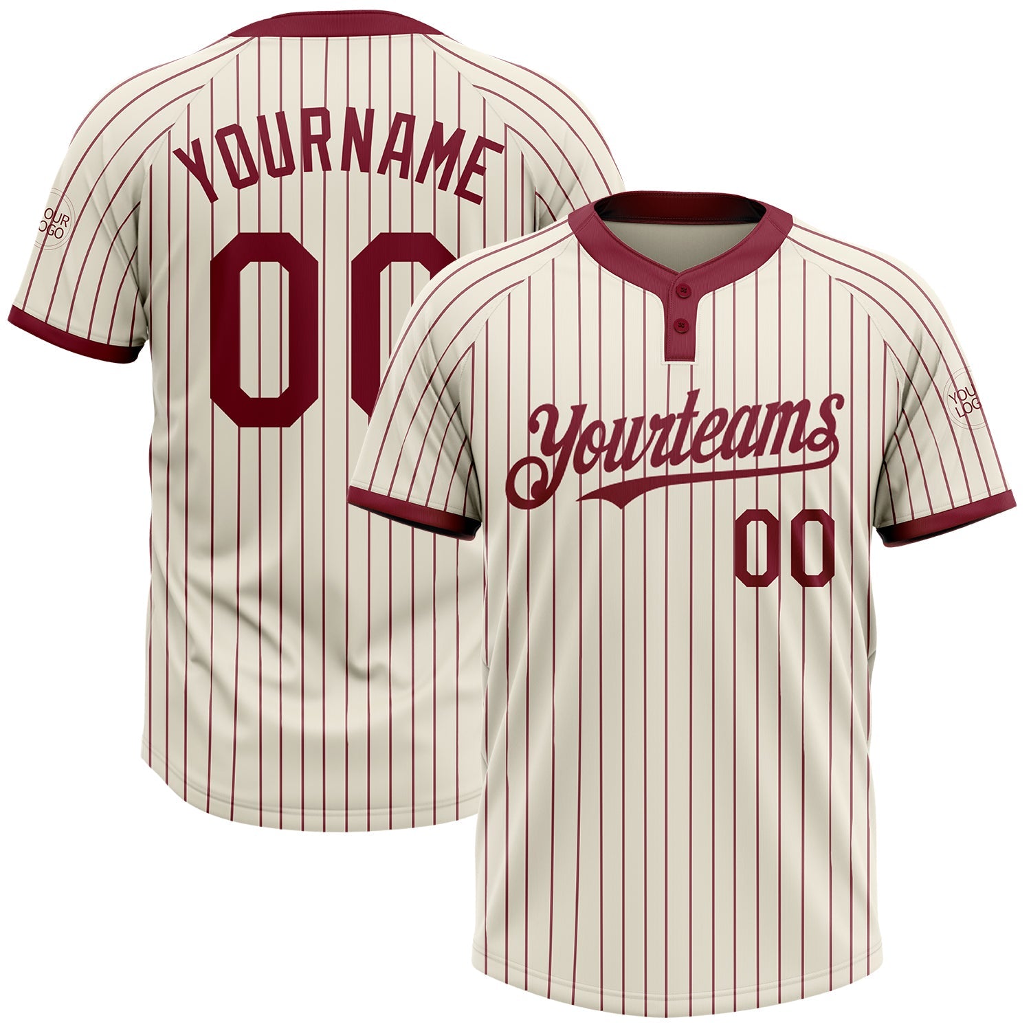 Custom Cream Crimson Pinstripe Crimson Two-Button Unisex Softball Jersey - Main View
