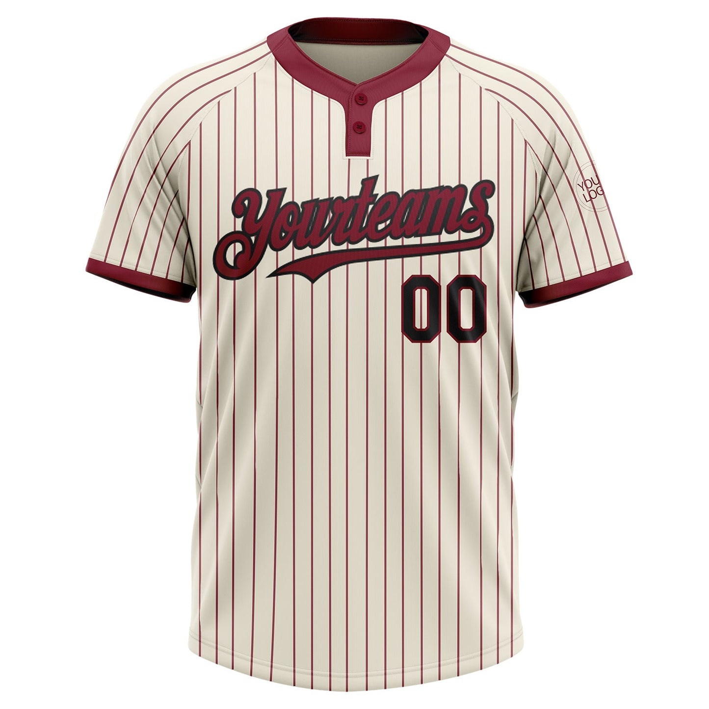 Custom Cream Crimson Pinstripe Black Two-Button Unisex Softball Jersey view 2