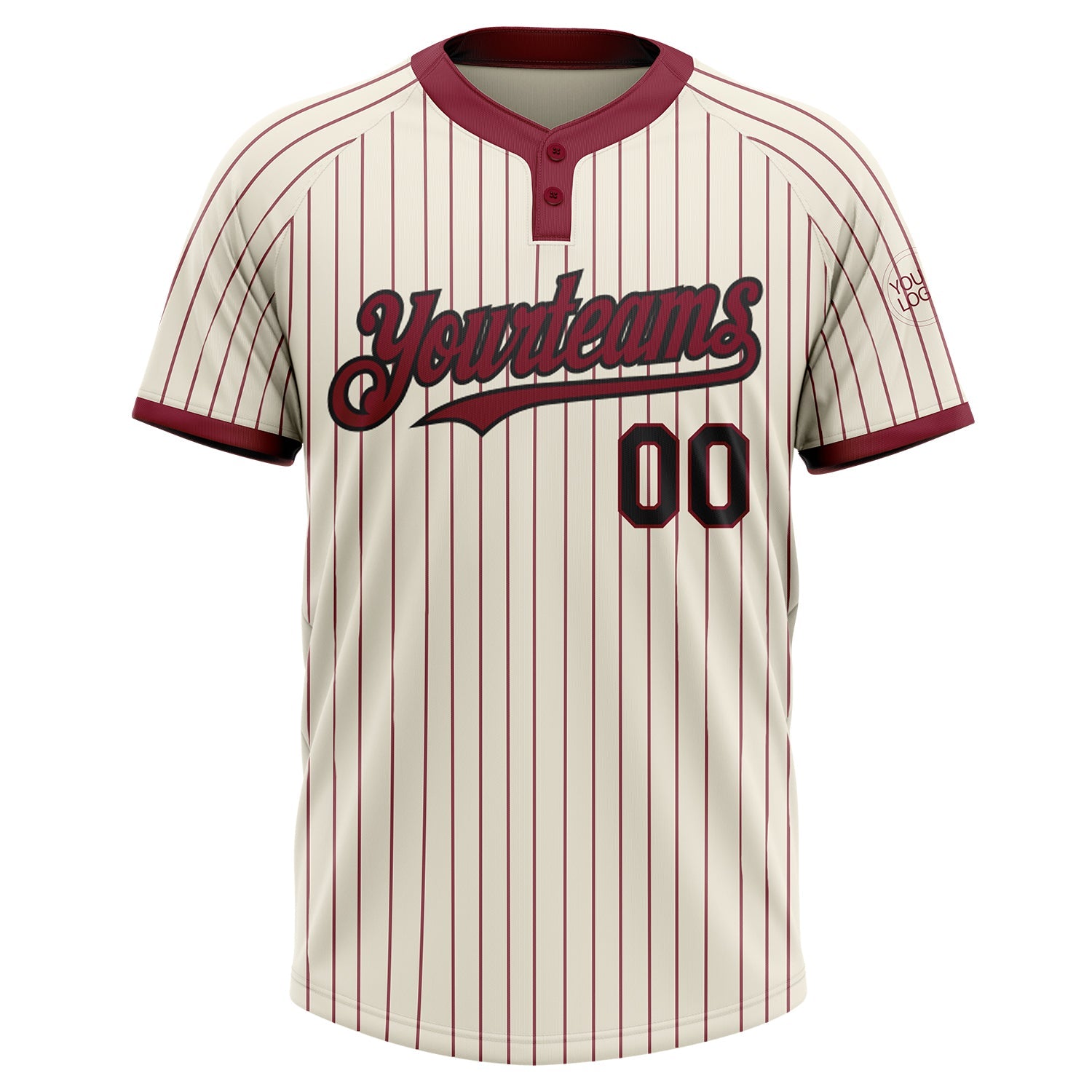 Custom Cream Crimson Pinstripe Black Two-Button Unisex Softball Jersey view 2