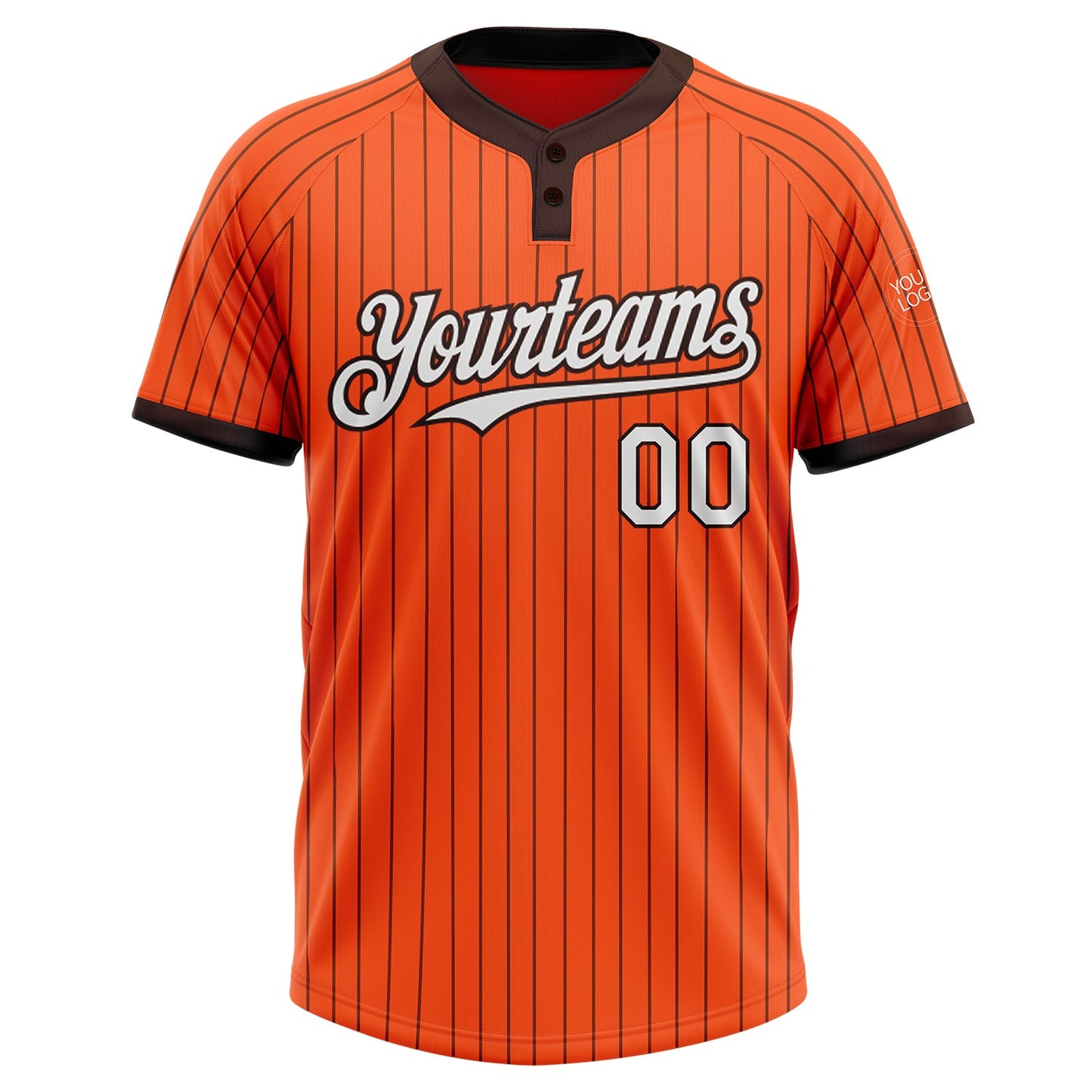 Custom Orange Brown Pinstripe White Two-Button Unisex Softball Jersey view 2