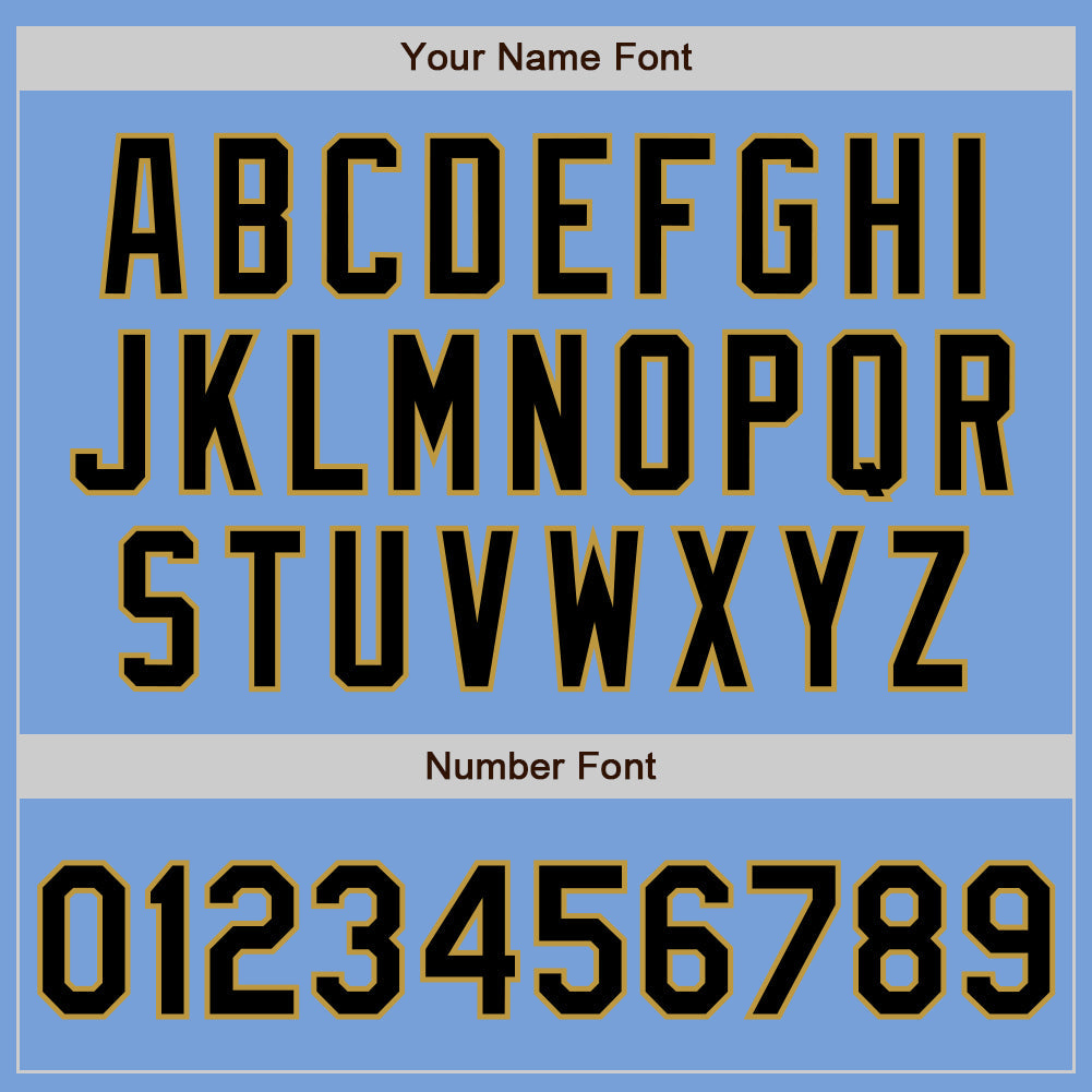 Custom Light Blue Black Pinstripe Old Gold Two-Button Unisex Softball Jersey view 5