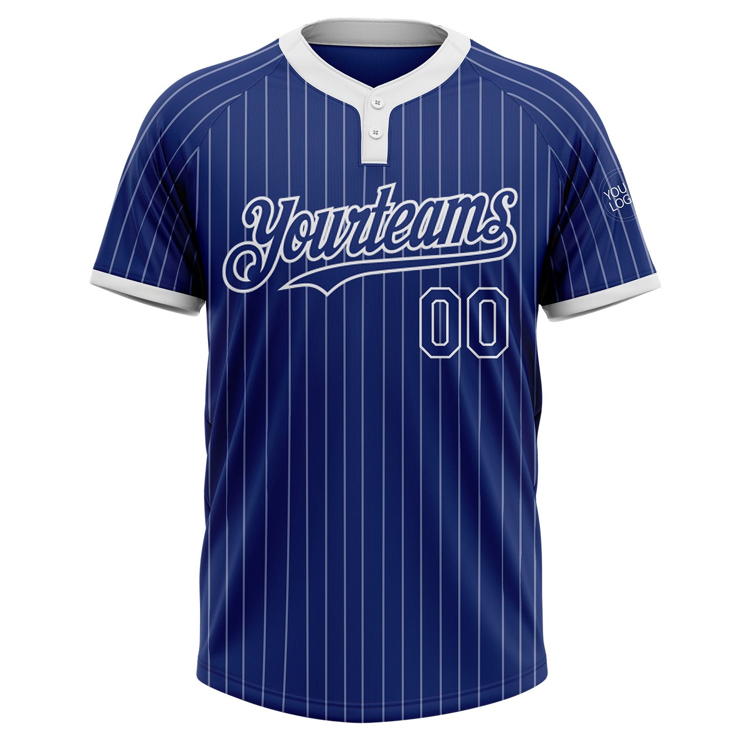 Custom Royal White Pinstripe White Two-Button Unisex Softball Jersey view 2