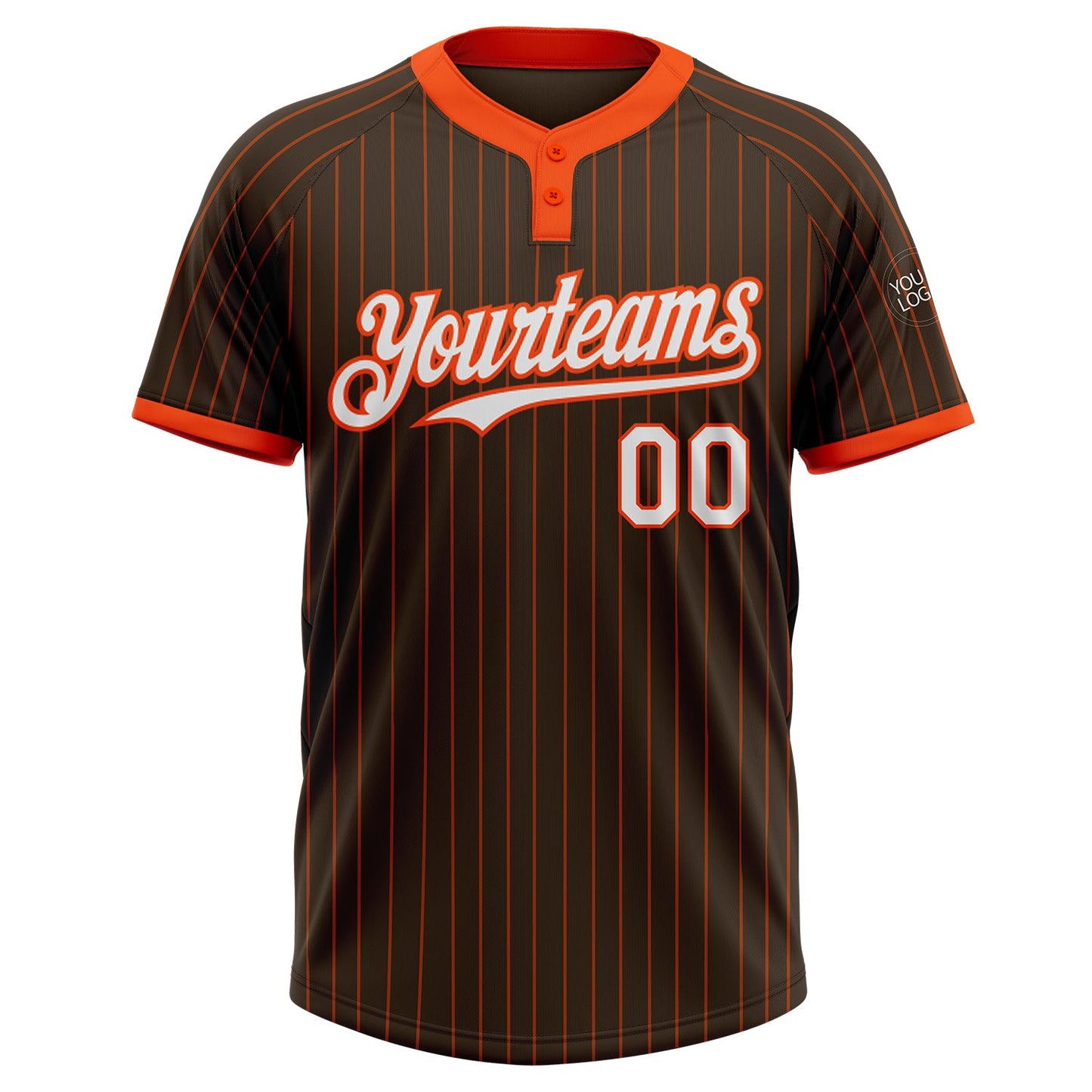 Custom Brown Orange Pinstripe White Two-Button Unisex Softball Jersey view 2