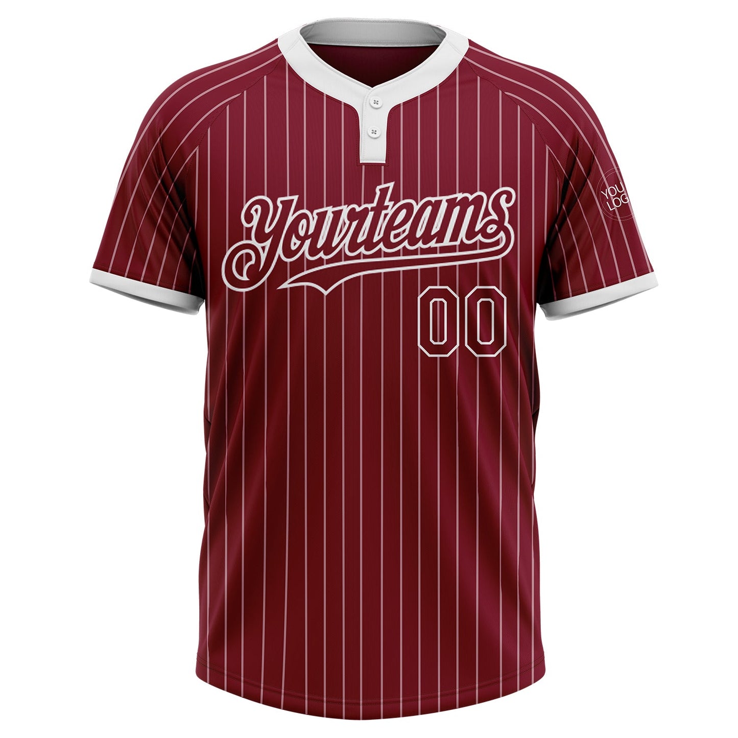 Custom Crimson White Pinstripe White Two-Button Unisex Softball Jersey view 2
