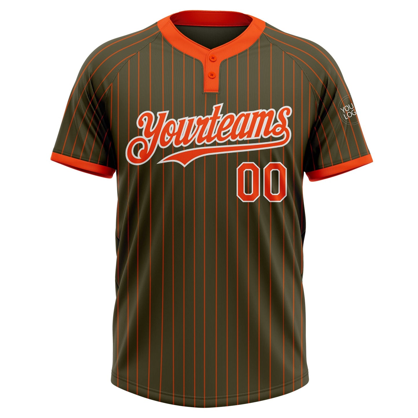 Custom Olive Orange Pinstripe White Salute To Service Two-Button Unisex Softball Jersey view 2