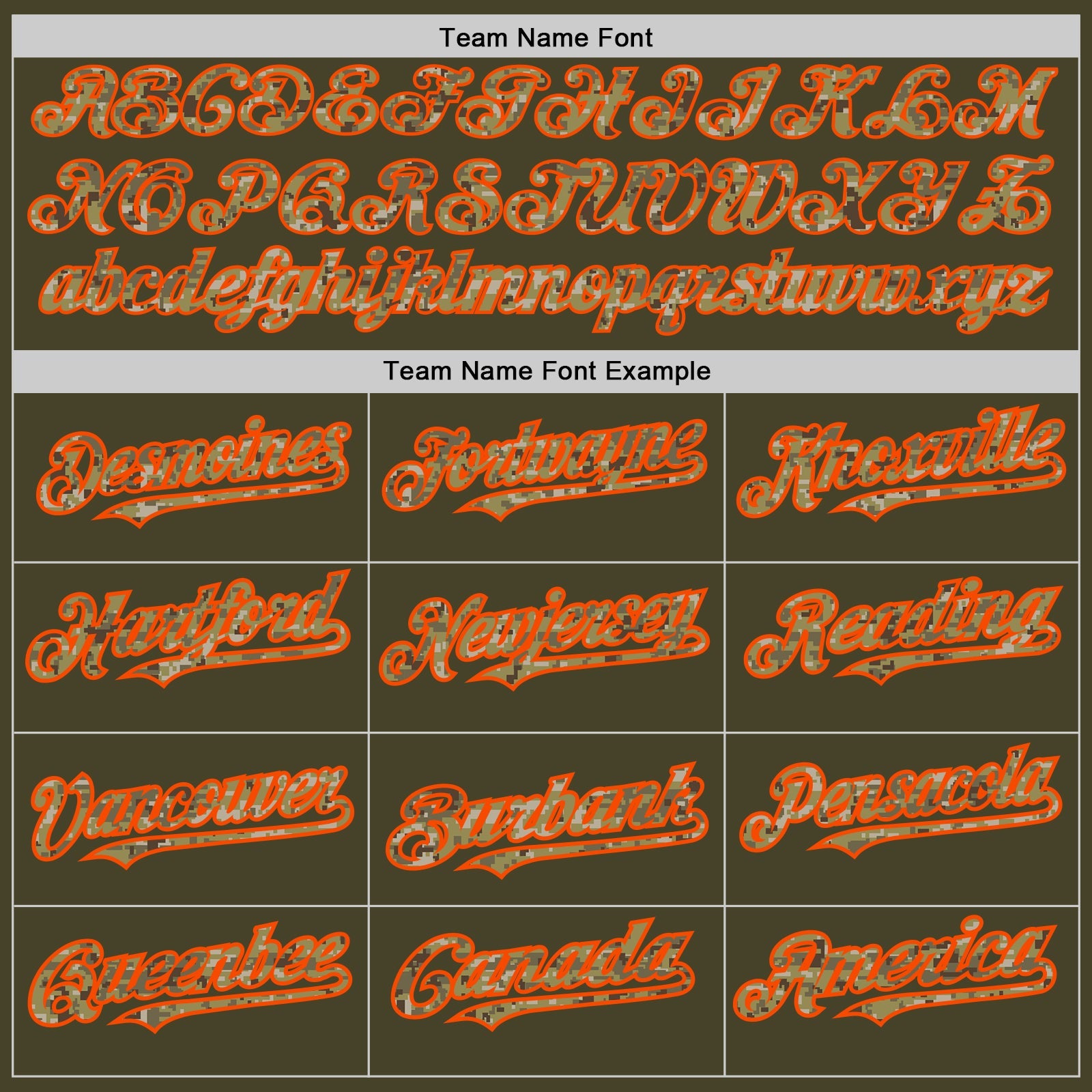 Custom Olive Orange Pinstripe Camo Salute To Service Two-Button Unisex Softball Jersey view 4