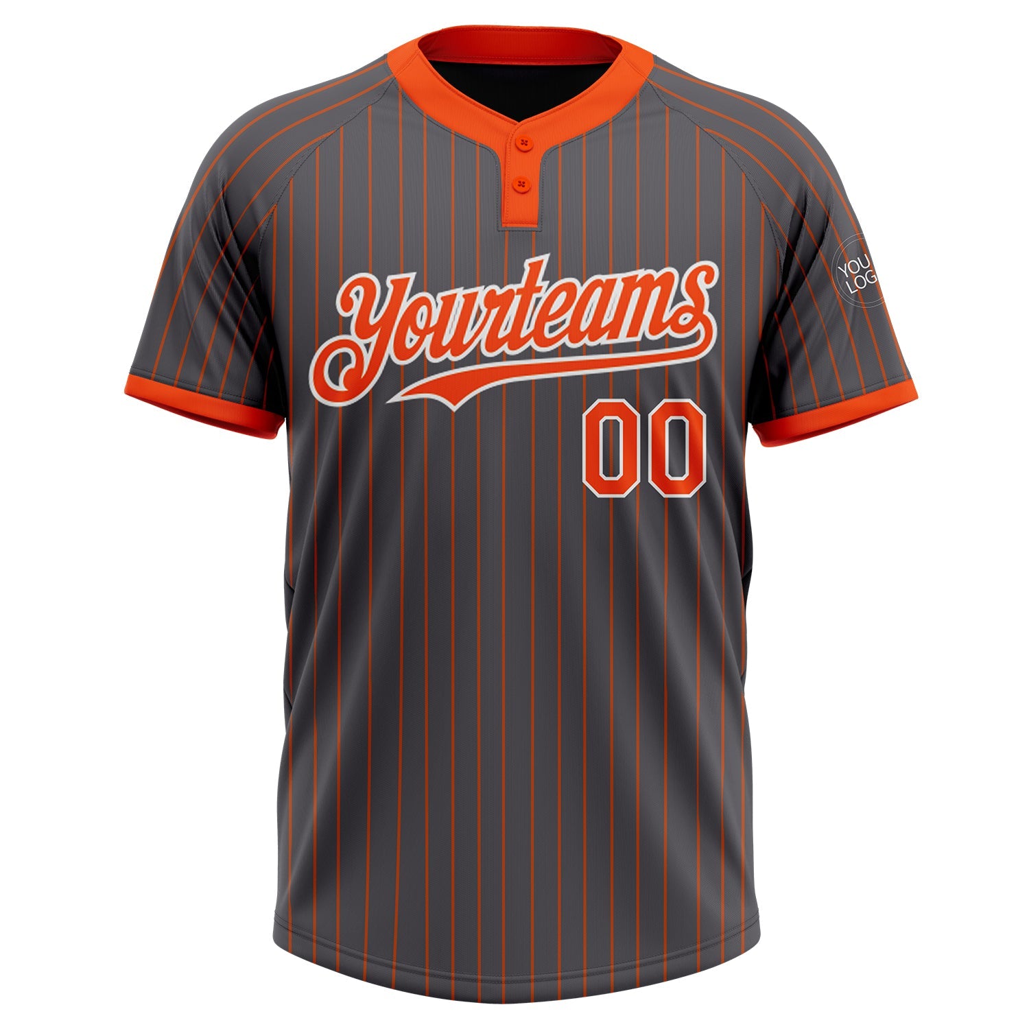 Custom Steel Gray Orange Pinstripe White Two-Button Unisex Softball Jersey view 2