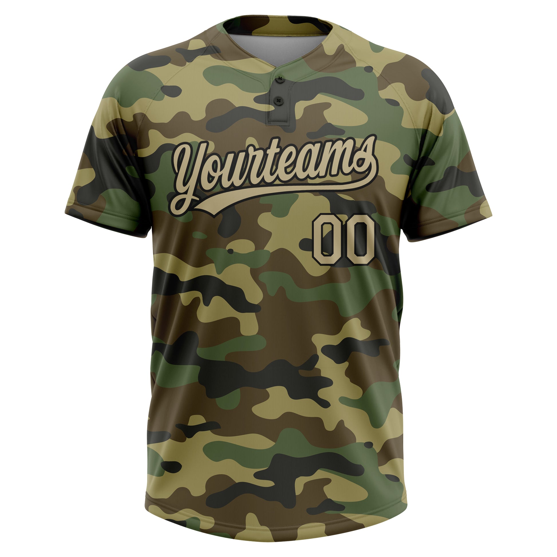 Custom Camo Vegas Gold-Black Salute To Service Two-Button Unisex Softball Jersey view 2