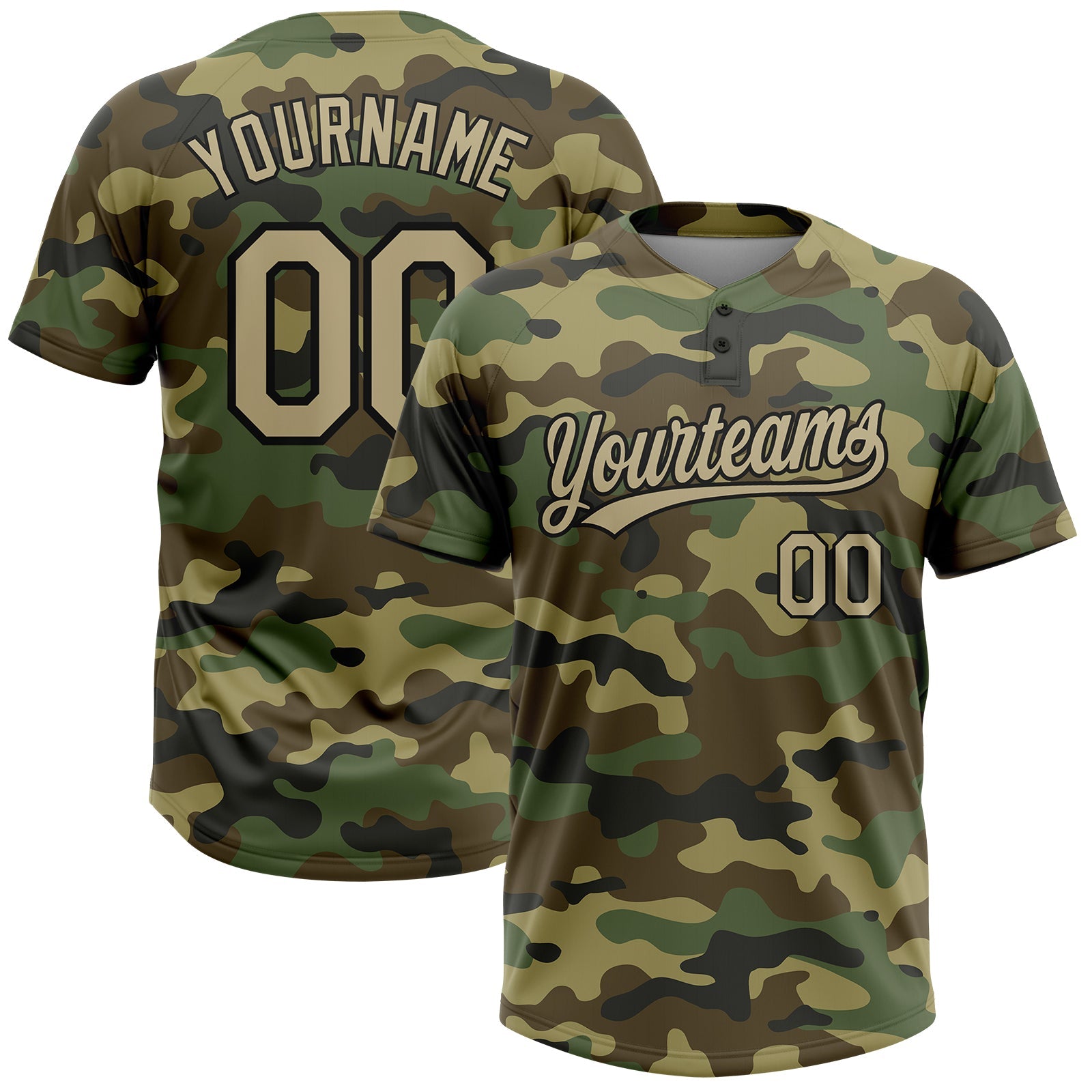 Custom Camo Vegas Gold-Black Salute To Service Two-Button Unisex Softball Jersey - Main View