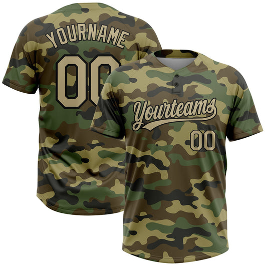 Custom Camo Vegas Gold-Black Salute To Service Two-Button Unisex Softball Jersey - Main View