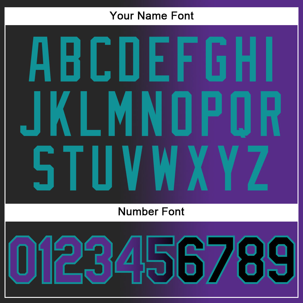 Custom Black Purple-Teal Gradient Fashion Two-Button Unisex Softball Jersey view 5