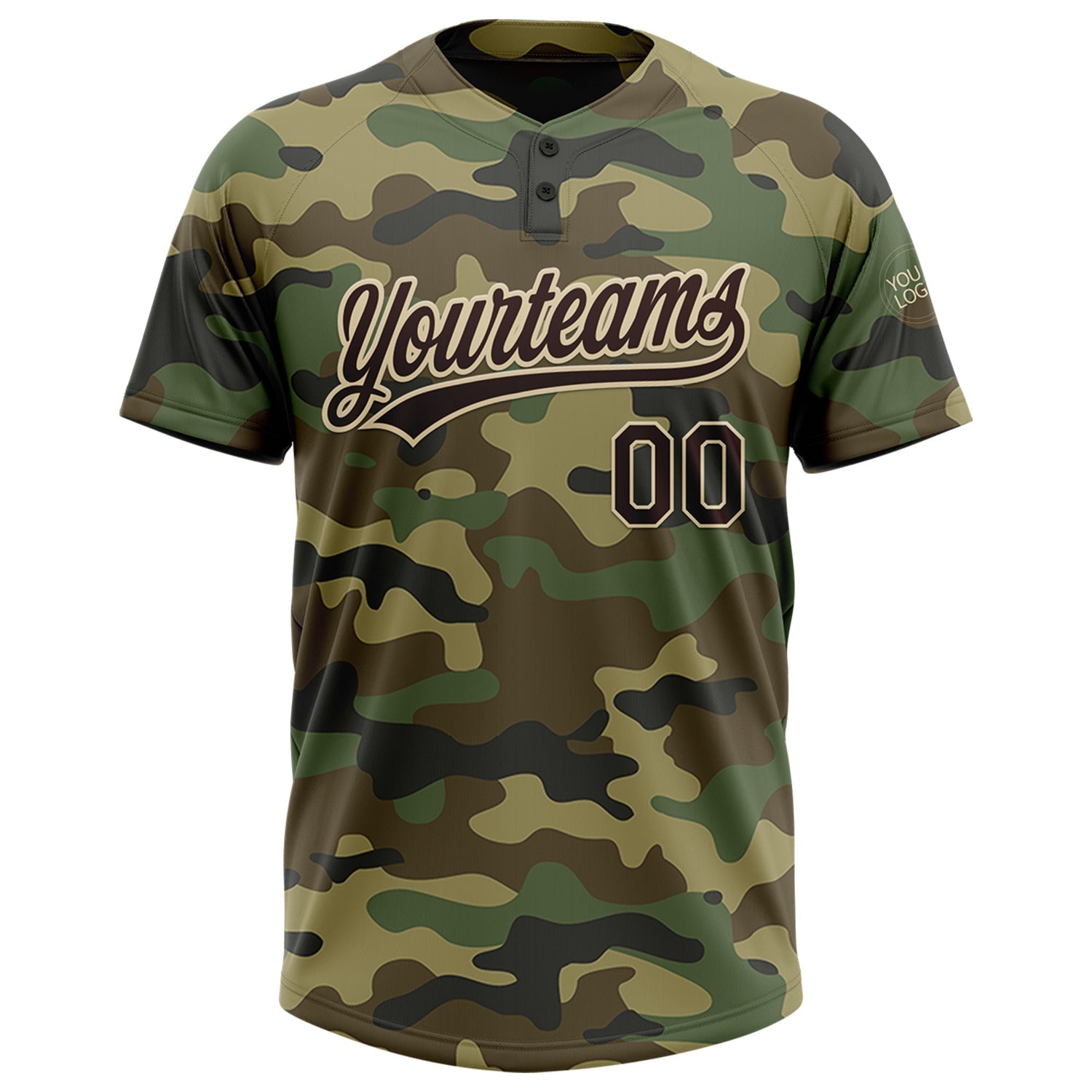 Custom Camo Brown-Cream Salute To Service Two-Button Unisex Softball Jersey view 2