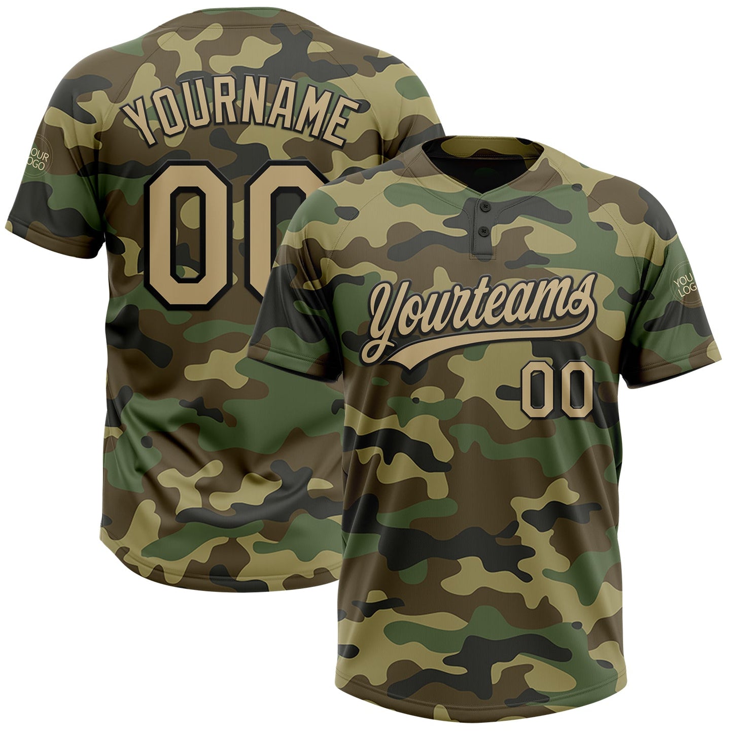 Custom Camo Vegas Gold-Black Salute To Service Two-Button Unisex Softball Jersey - Main View