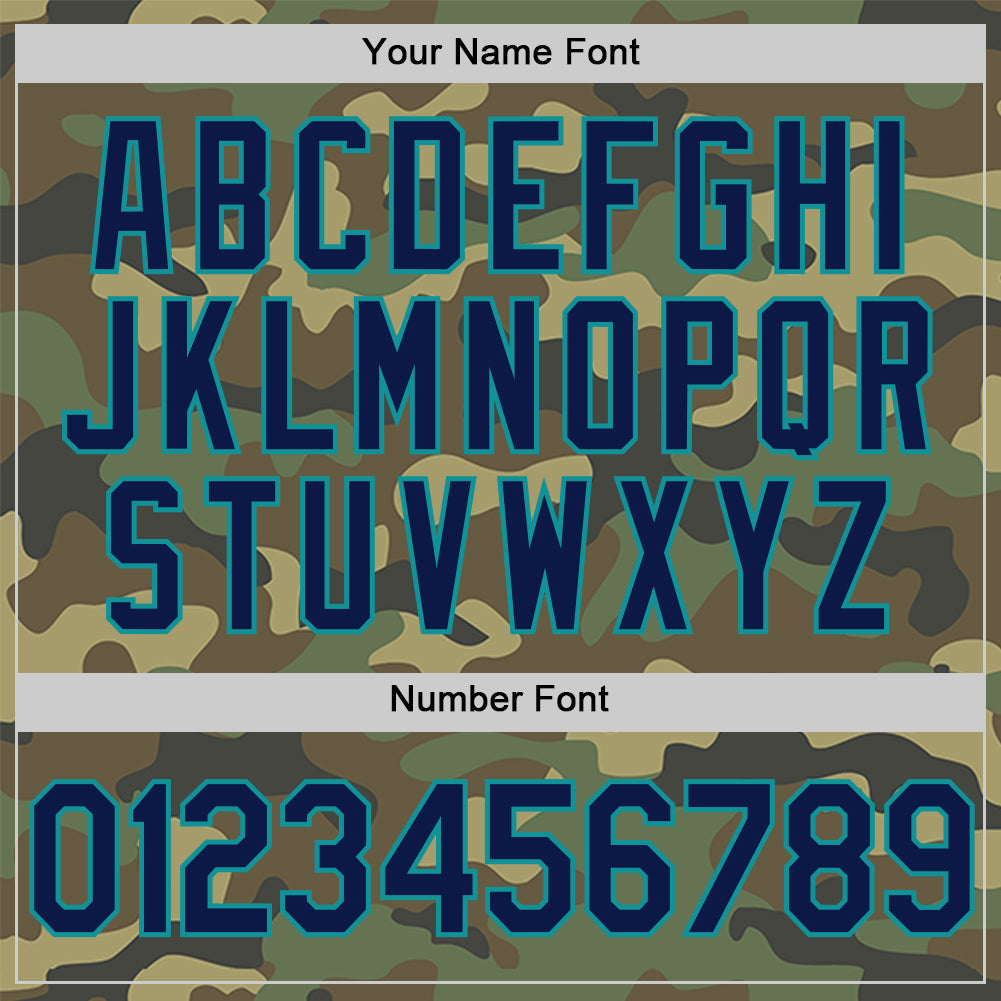 Custom Camo Navy-Teal Salute To Service Two-Button Unisex Softball Jersey view 5