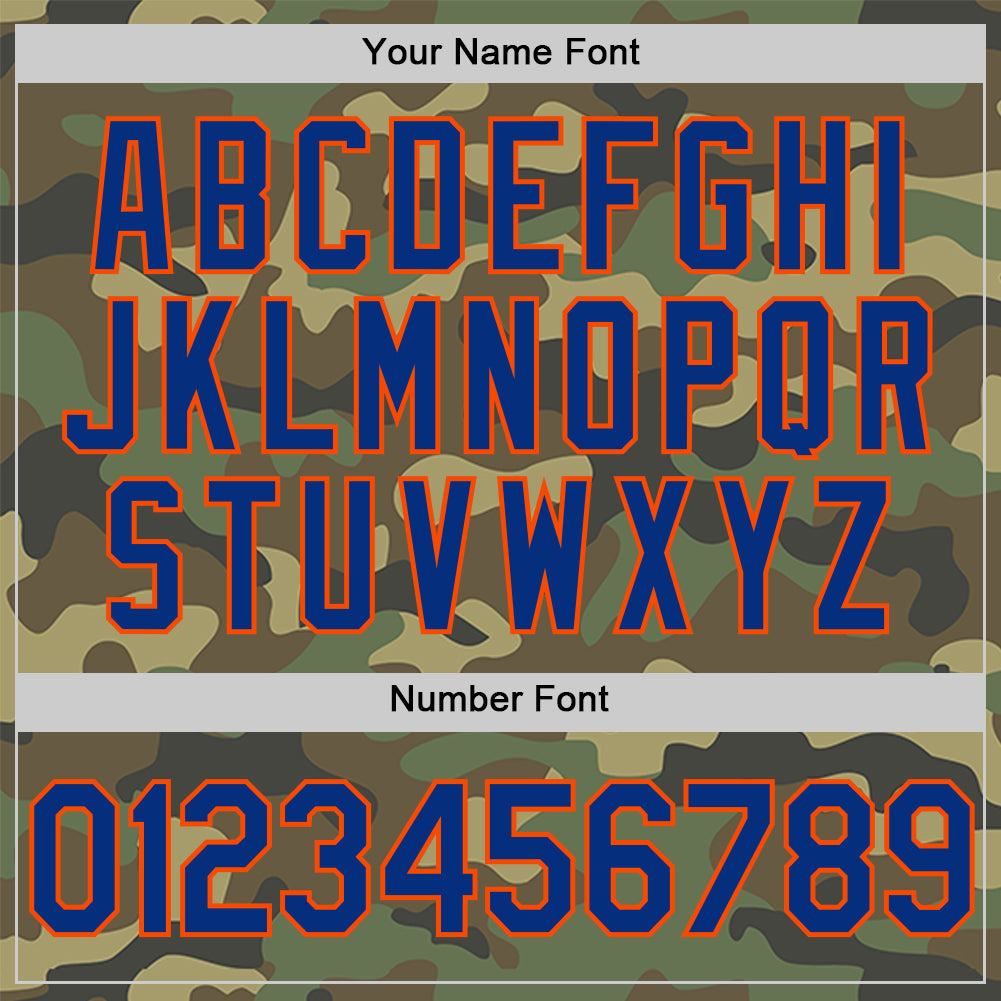 Custom Camo Royal-Orange Salute To Service Two-Button Unisex Softball Jersey view 5