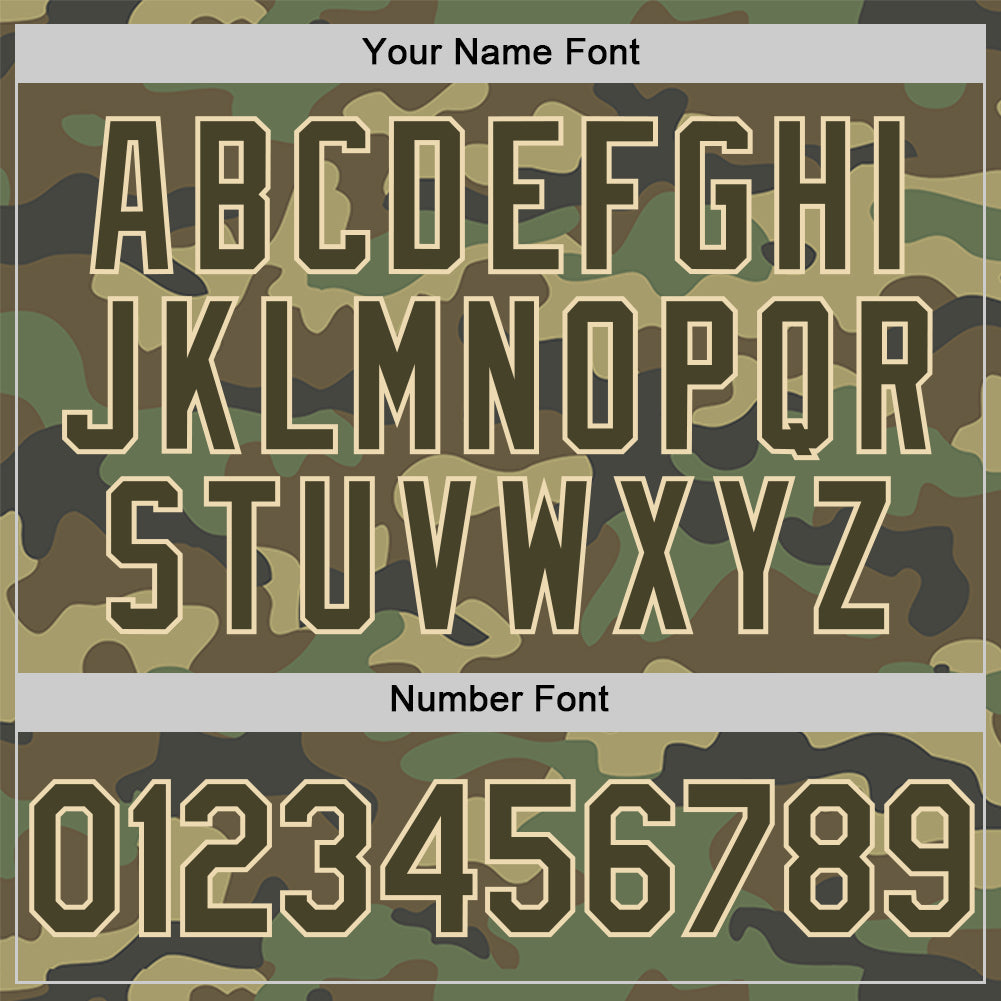 Custom Camo Olive-Cream Salute To Service Two-Button Unisex Softball Jersey view 5