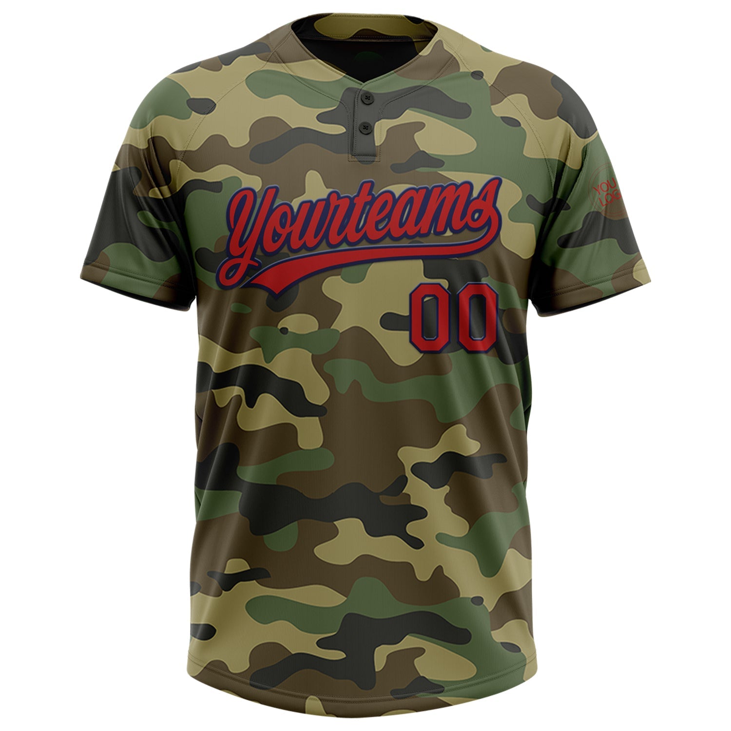 Custom Camo Red-Navy Salute To Service Two-Button Unisex Softball Jersey view 2