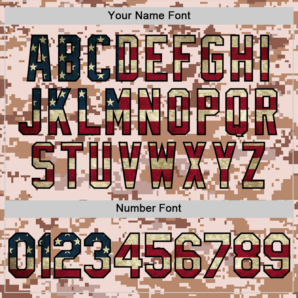 Custom Camo Vintage USA Flag-Black Salute To Service Two-Button Unisex Softball Jersey view 5