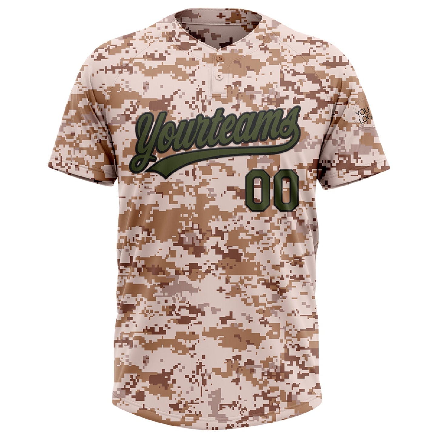 Custom Camo Olive-Black Salute To Service Two-Button Unisex Softball Jersey view 2
