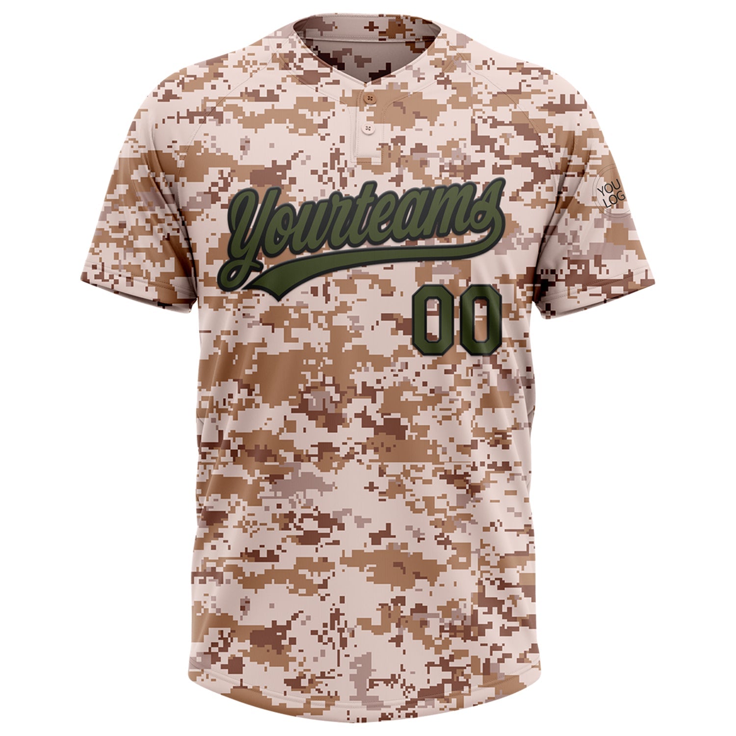 Custom Camo Olive-Black Salute To Service Two-Button Unisex Softball Jersey view 2