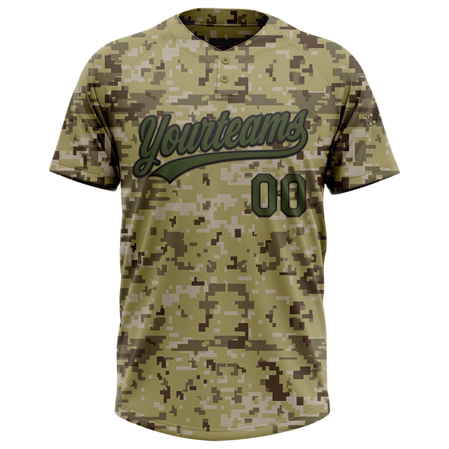 Custom Camo Olive-Black Salute To Service Two-Button Unisex Softball Jersey view 2