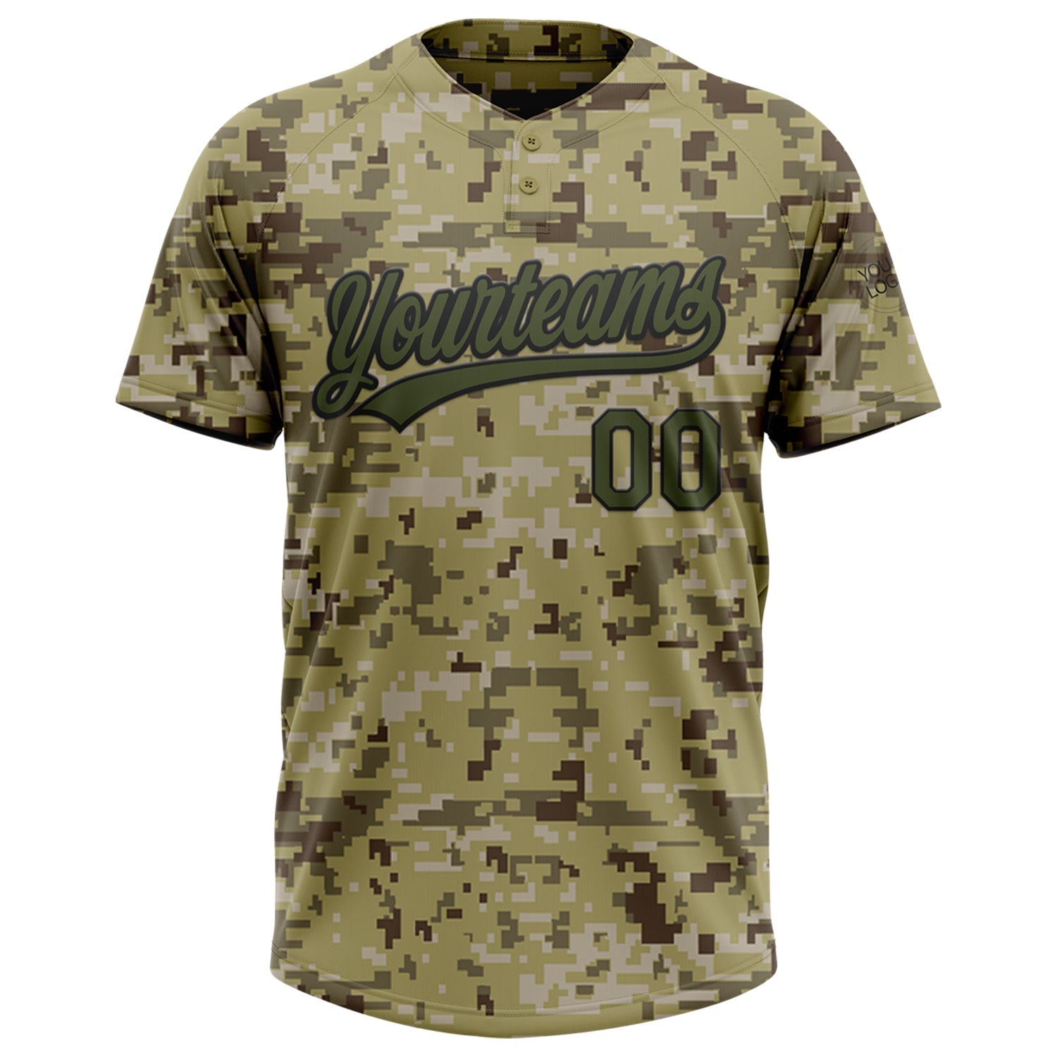 Custom Camo Olive-Black Salute To Service Two-Button Unisex Softball Jersey view 2