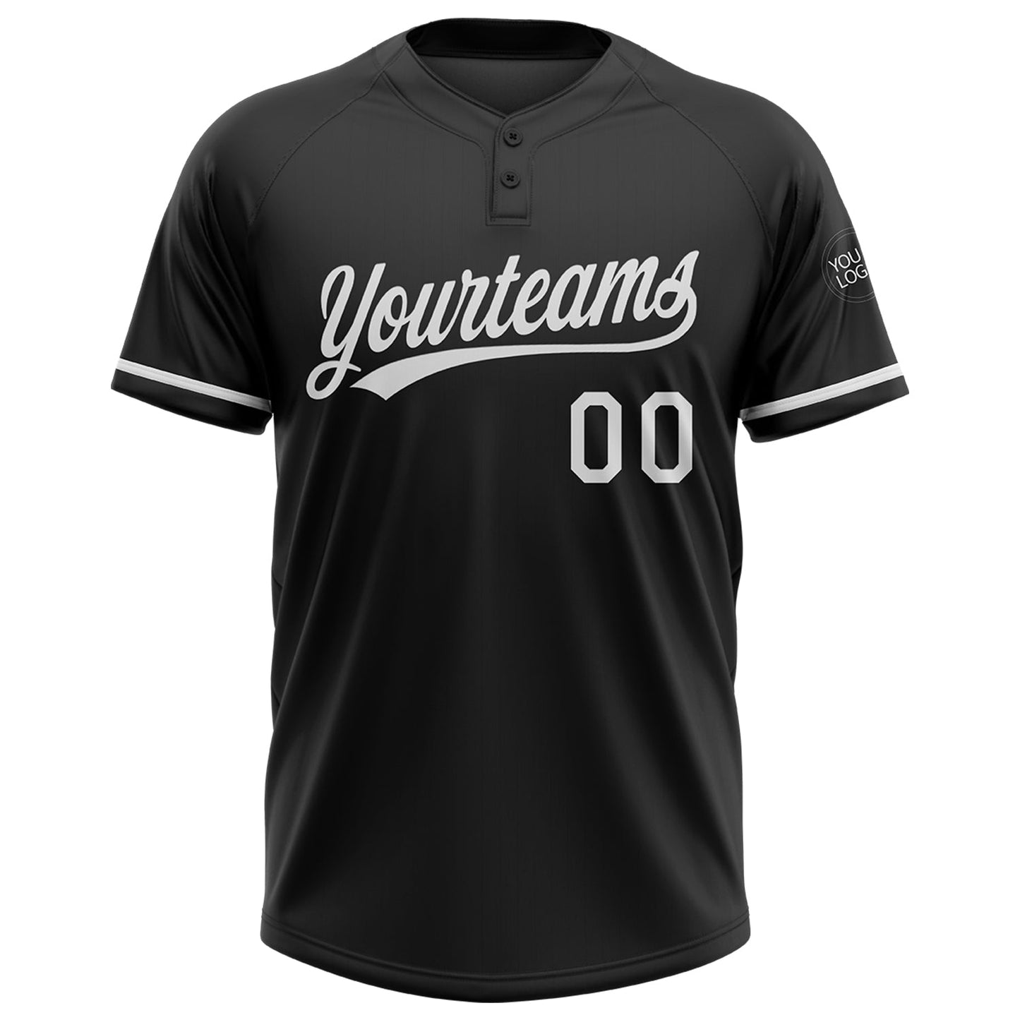 Custom Black White Two-Button Unisex Softball Jersey view 2