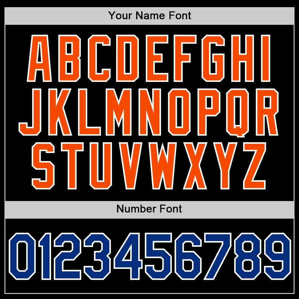 Custom Black Royal-Orange Two-Button Unisex Softball Jersey view 5