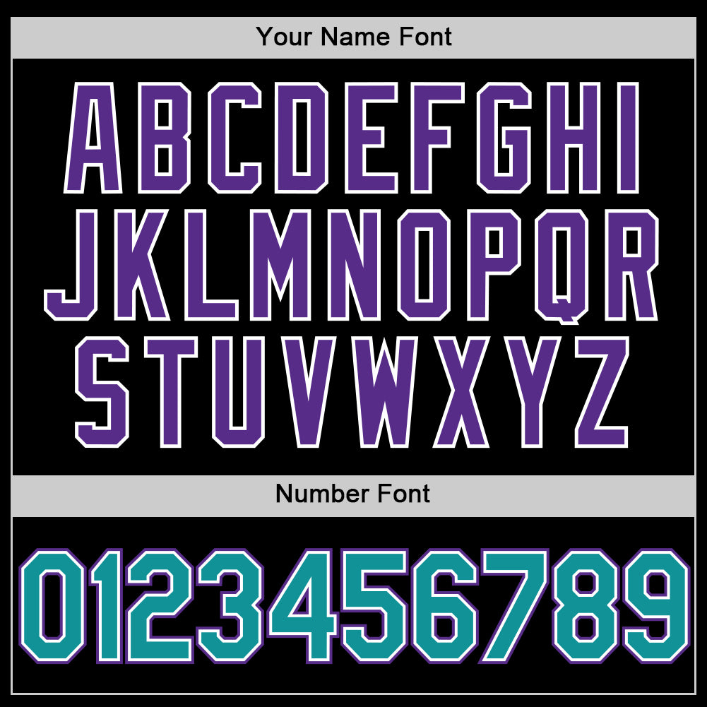 Custom Black Teal-Purple Two-Button Unisex Softball Jersey view 5