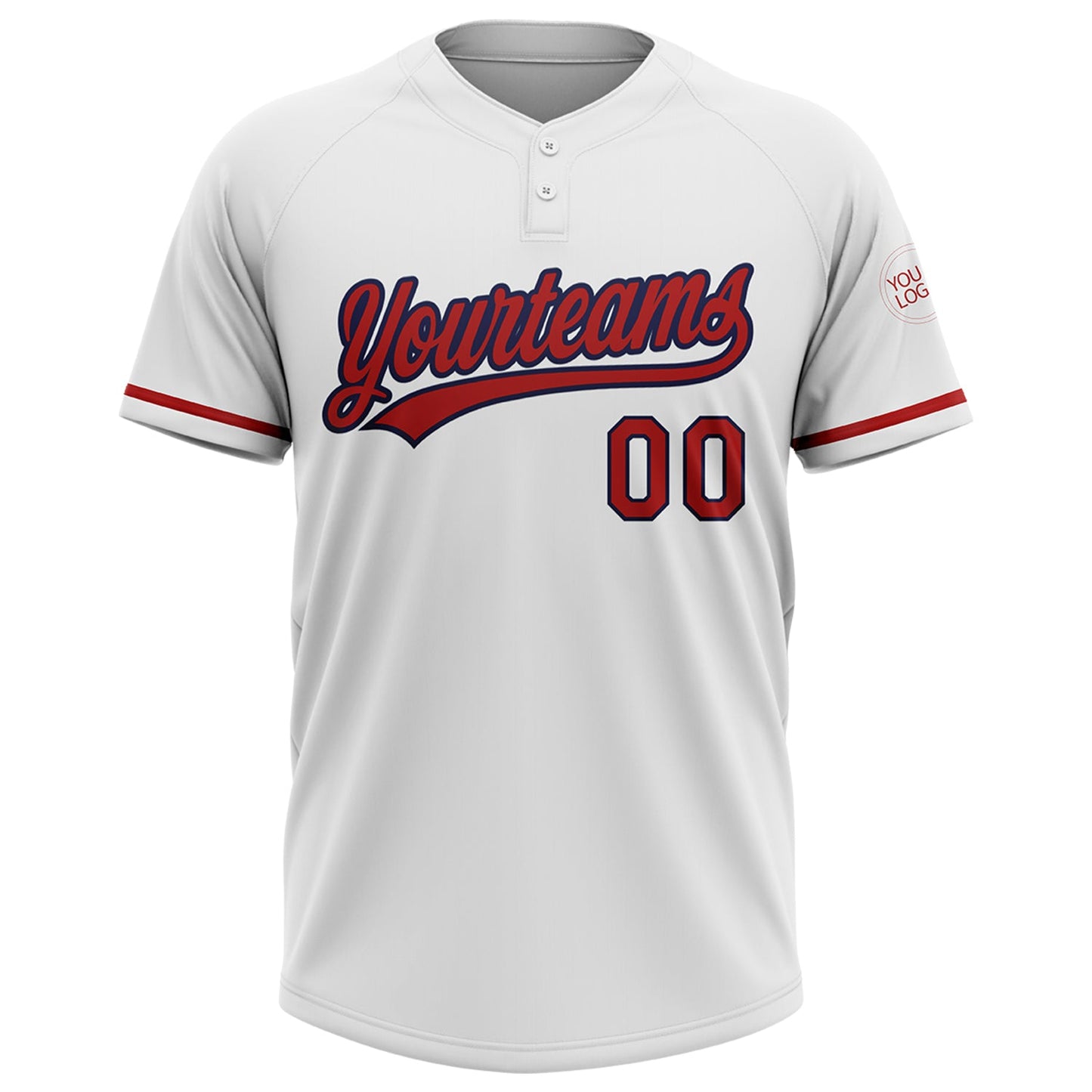 Custom White Red-Navy Two-Button Unisex Softball Jersey view 2