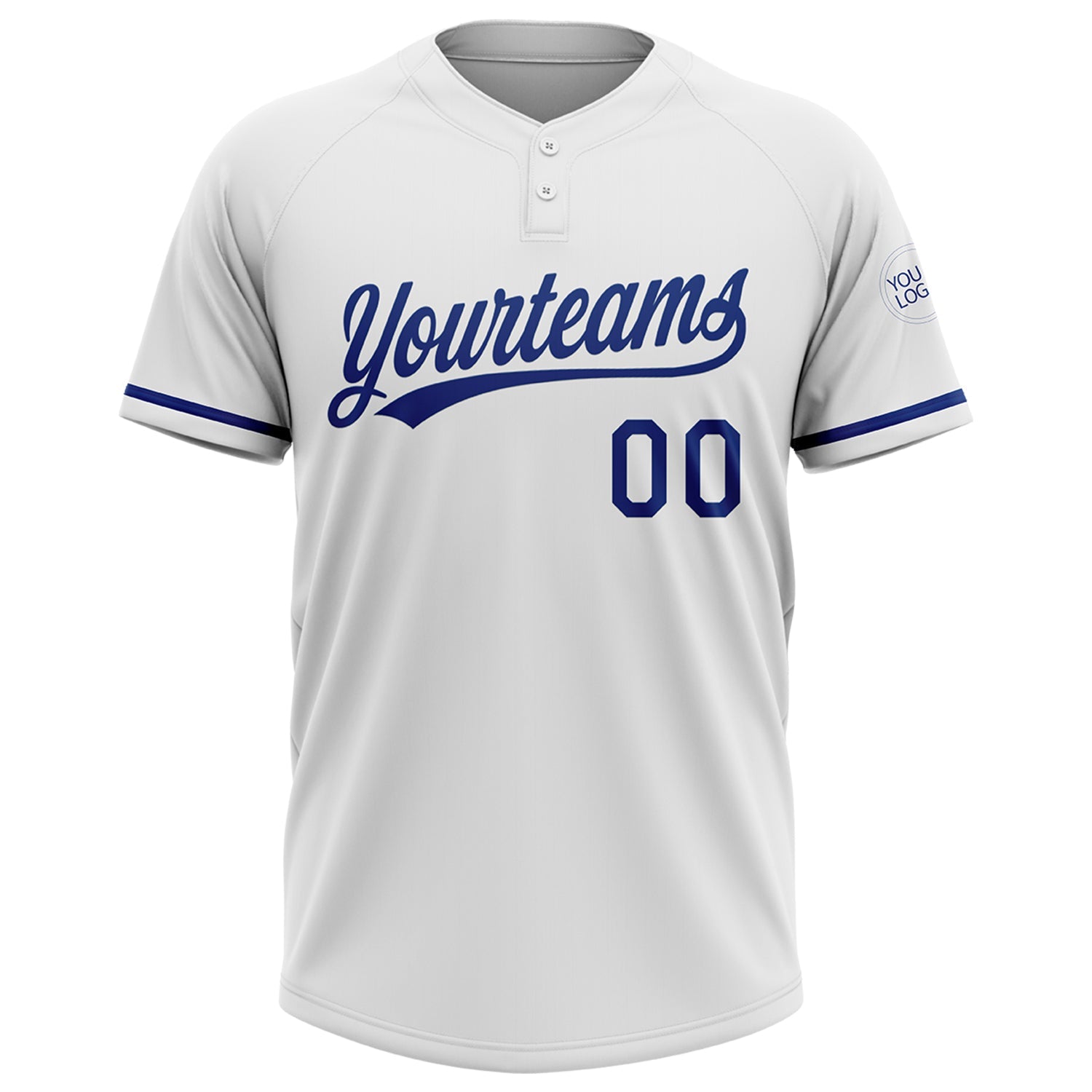 Custom White Royal Two-Button Unisex Softball Jersey view 2