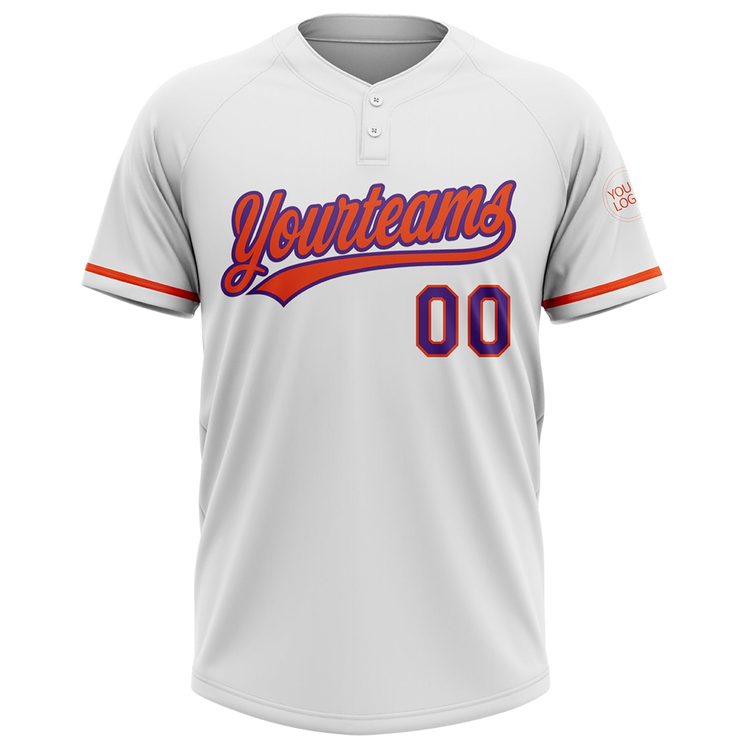 Custom White Purple-Orange Two-Button Unisex Softball Jersey view 2