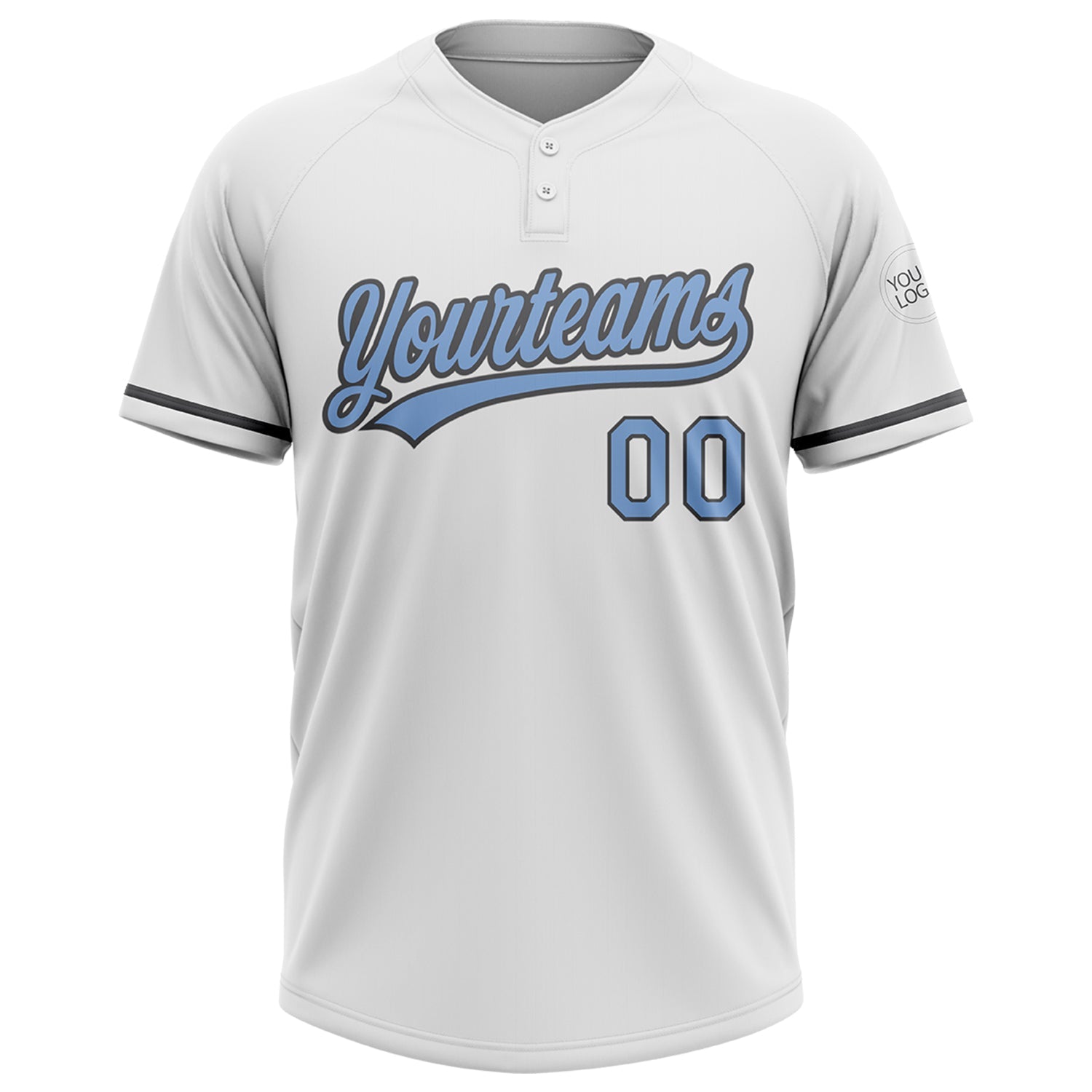 Custom White Light Blue-Steel Gray Two-Button Unisex Softball Jersey view 2