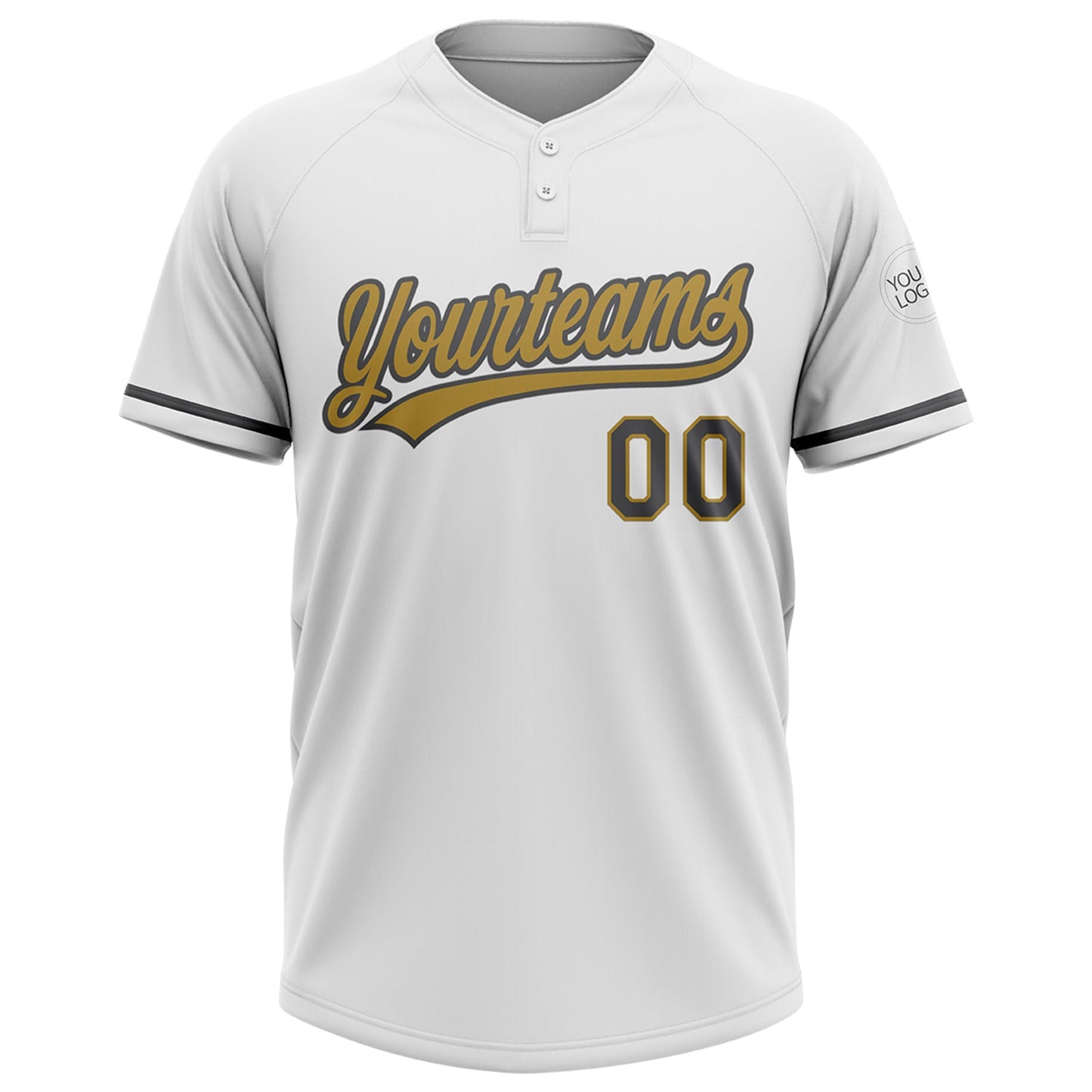 Custom White Steel Gray-Old Gold Two-Button Unisex Softball Jersey view 2