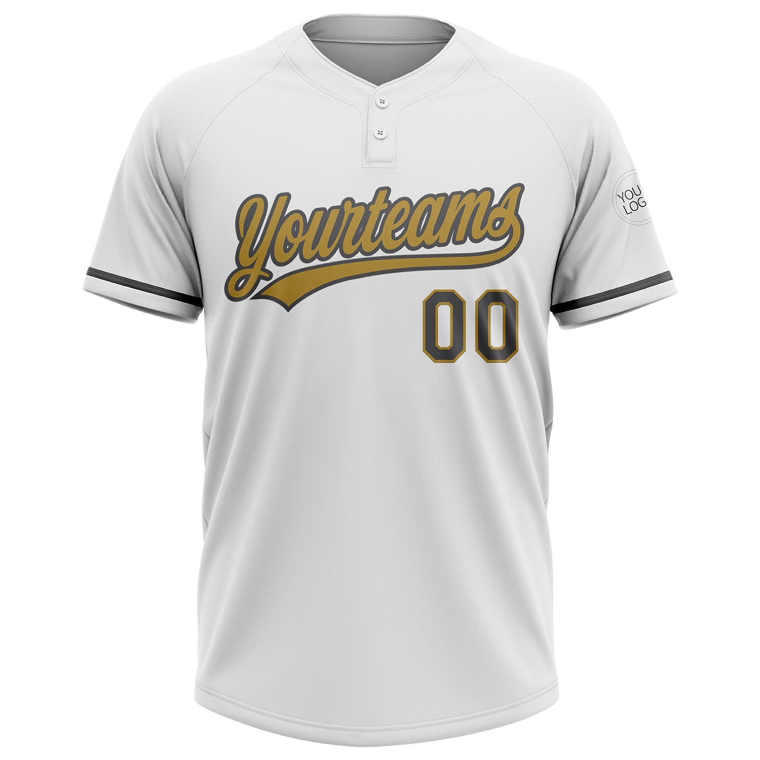 Custom White Steel Gray-Old Gold Two-Button Unisex Softball Jersey view 2