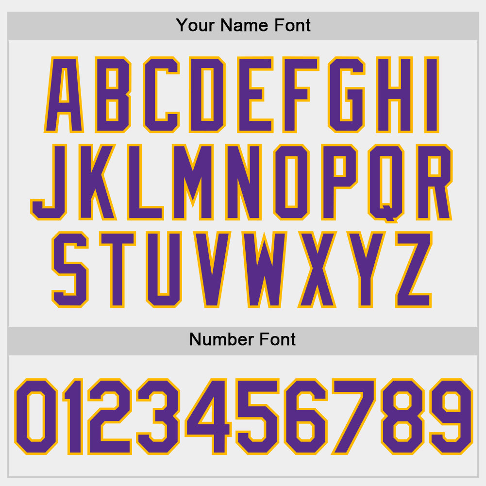 Custom White Purple-Gold Two-Button Unisex Softball Jersey view 5