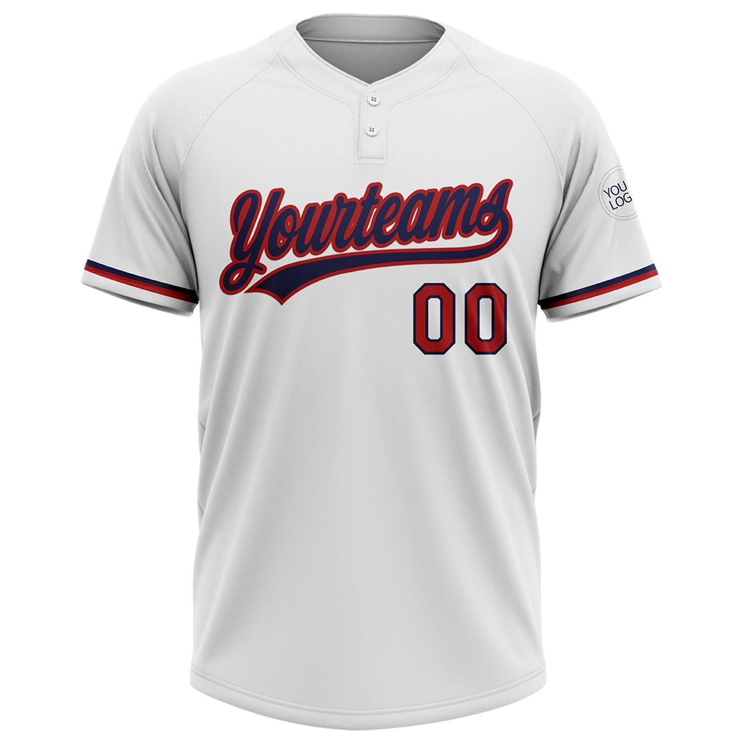 Custom White Red-Navy Two-Button Unisex Softball Jersey view 3