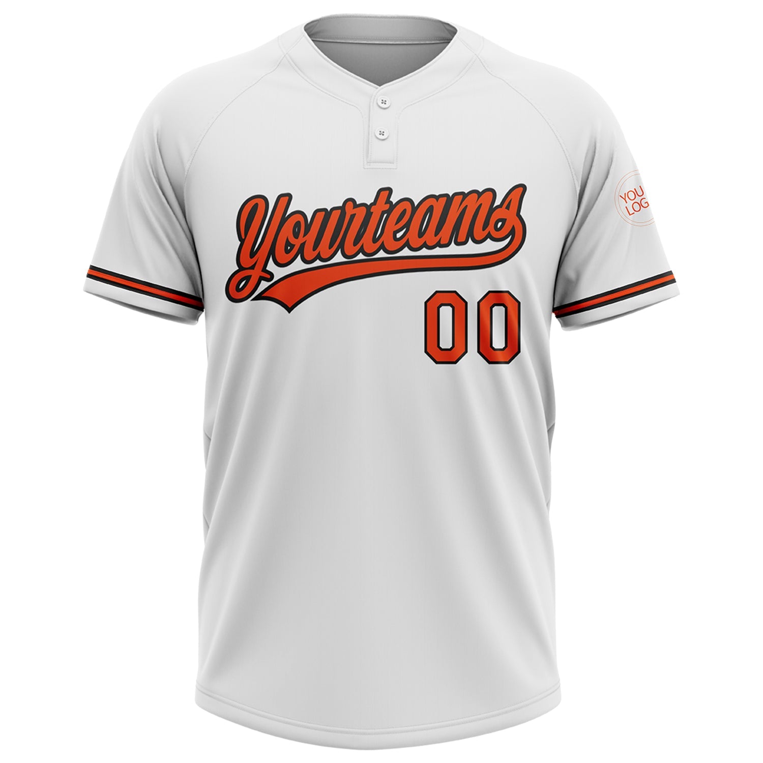Custom White Orange-Black Two-Button Unisex Softball Jersey view 2