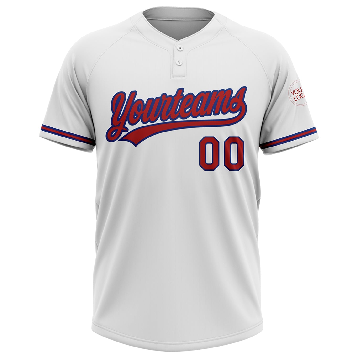 Custom White Red-Royal Two-Button Unisex Softball Jersey view 2