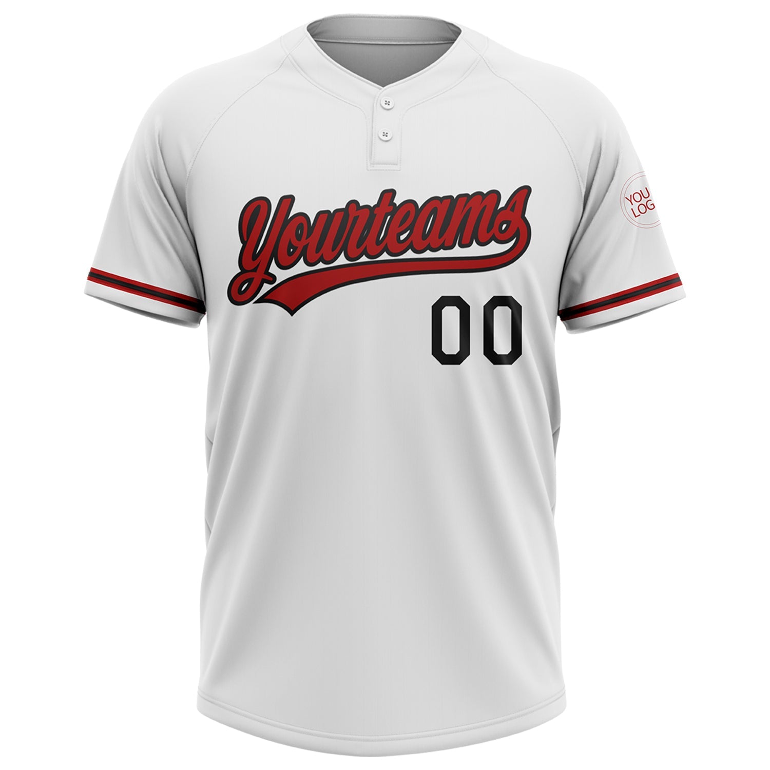 Custom White Red-Black Two-Button Unisex Softball Jersey view 2