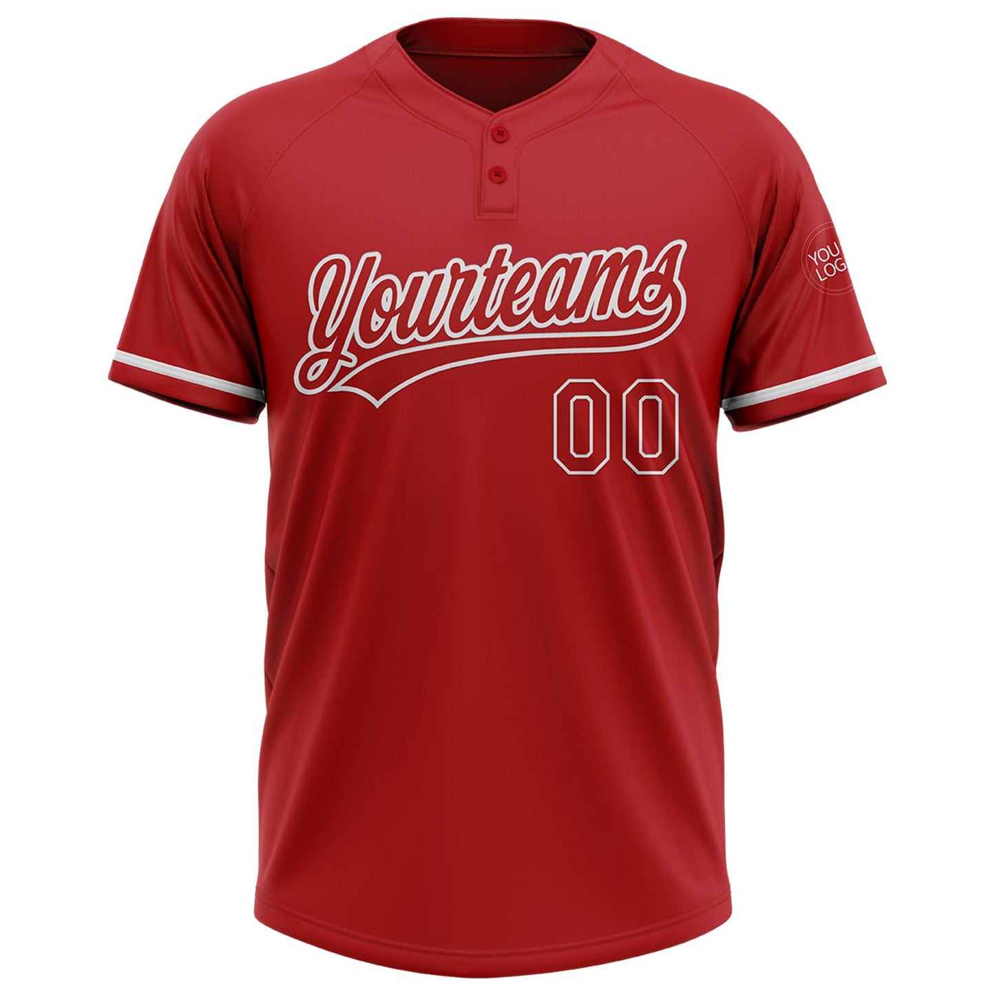 Custom Red White Two-Button Unisex Softball Jersey view 2