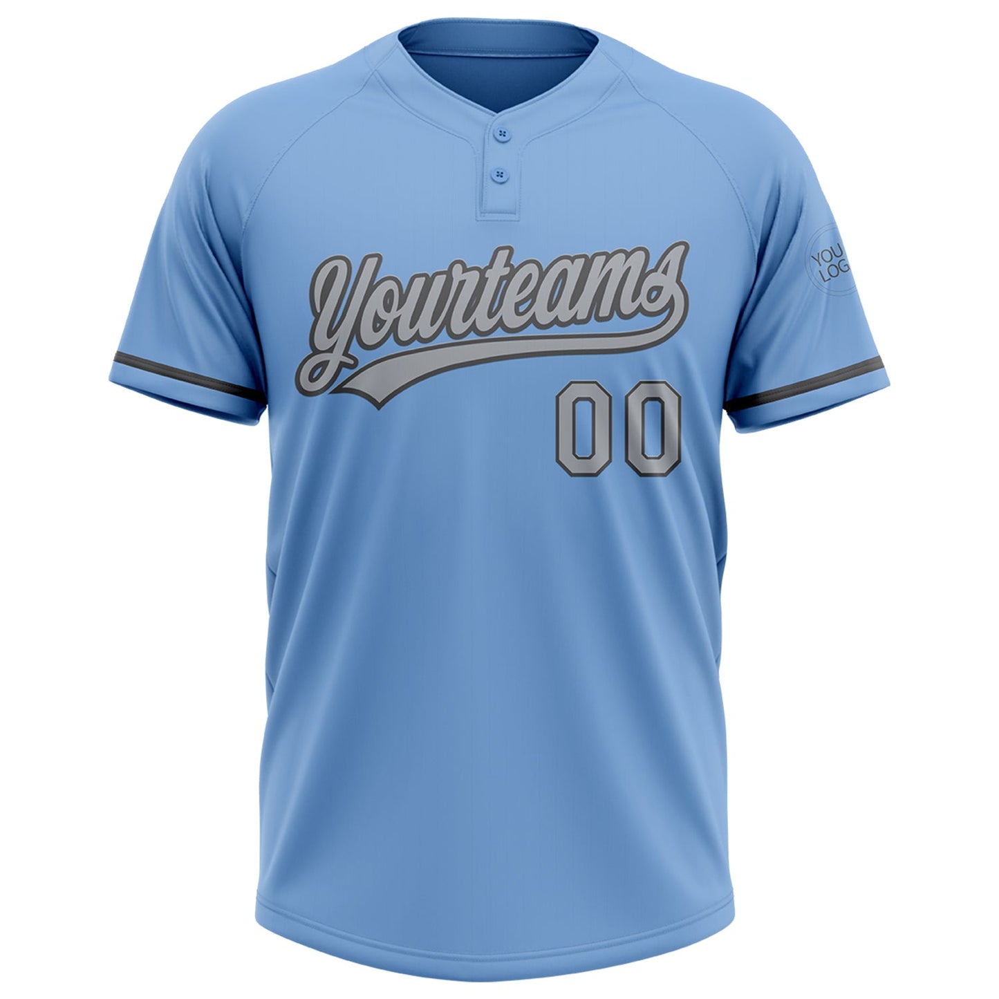 Custom Light Blue Gray-Steel Gray Two-Button Unisex Softball Jersey view 2